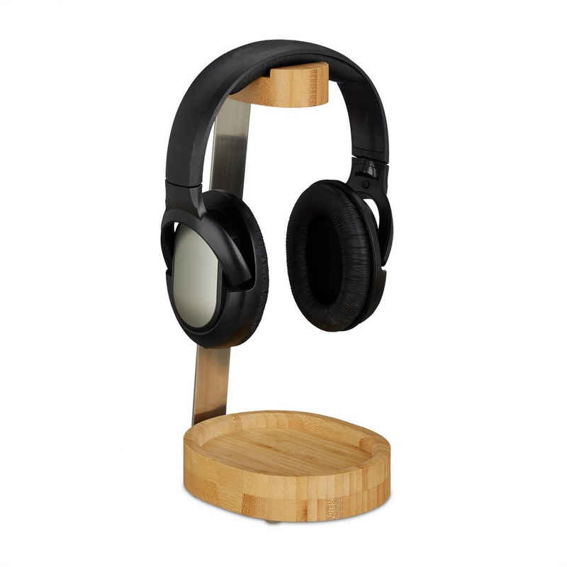 relaxdays Kopfhörer Ständer Bambus Kopfhörerständer