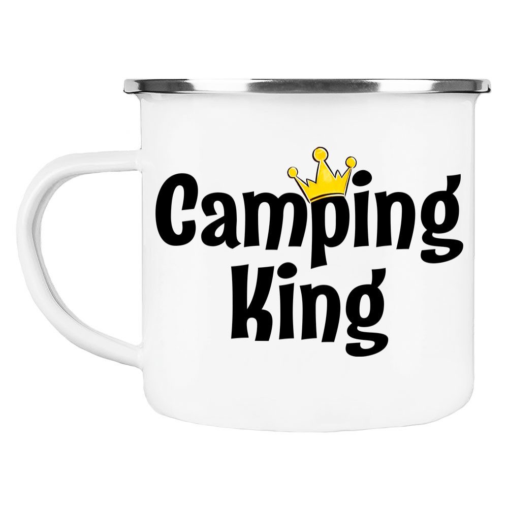 Cadouri Tasse CAMPING KING Camping Emaille Tasse, Campingtasse, Metall, Campingbecher, Kaffeetasse für Camper, handgefertigt, Geschenk, 300 ml
