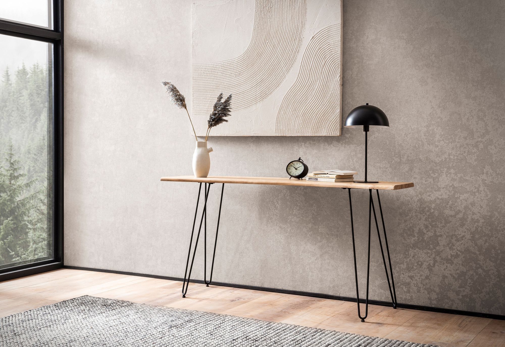 FINEBUY Konsolentisch FB105391 Anrichte 150 cm Ablagetisch Massivholz Baumk günstig online kaufen