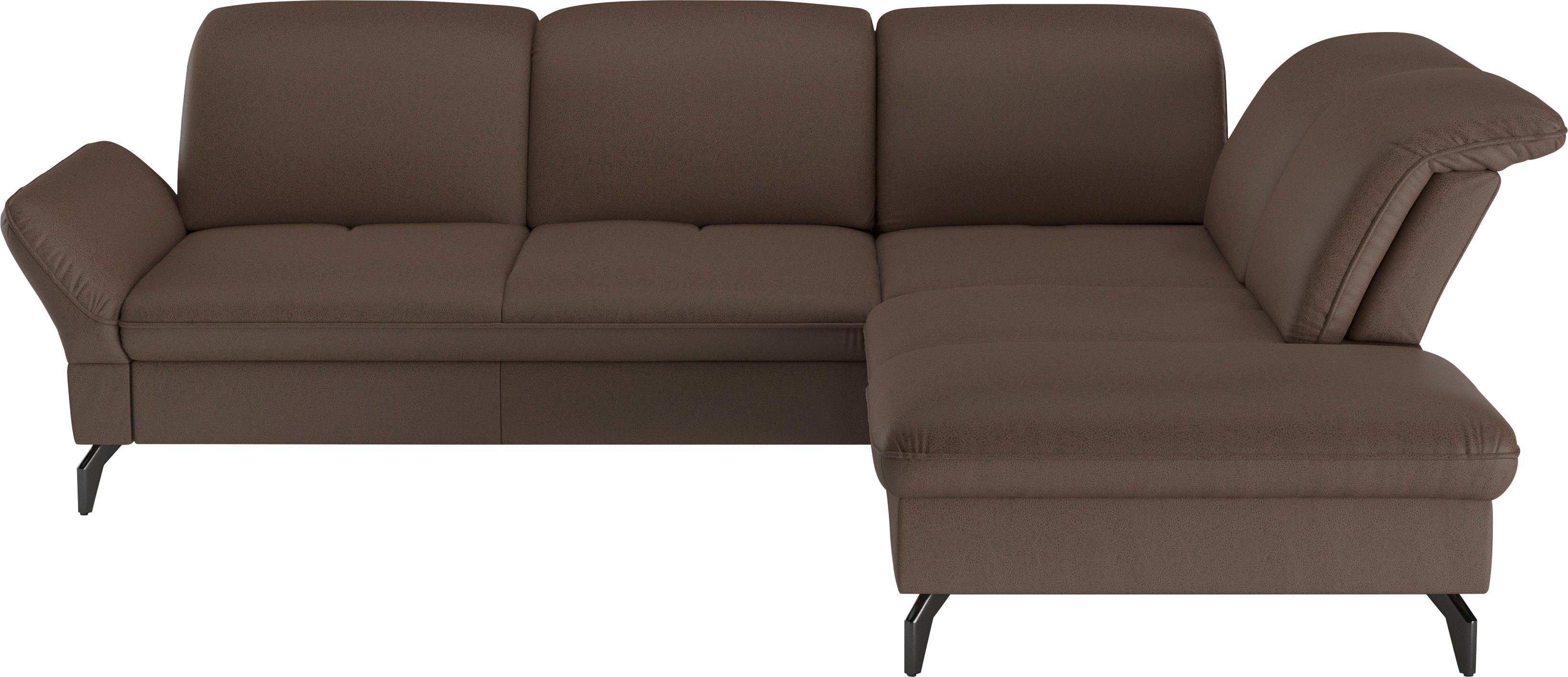 sit&more Ecksofa Leandro, Wahlweise mit Stauraum Kopfteil sowie - Bett-, Armlehnfunktion, und