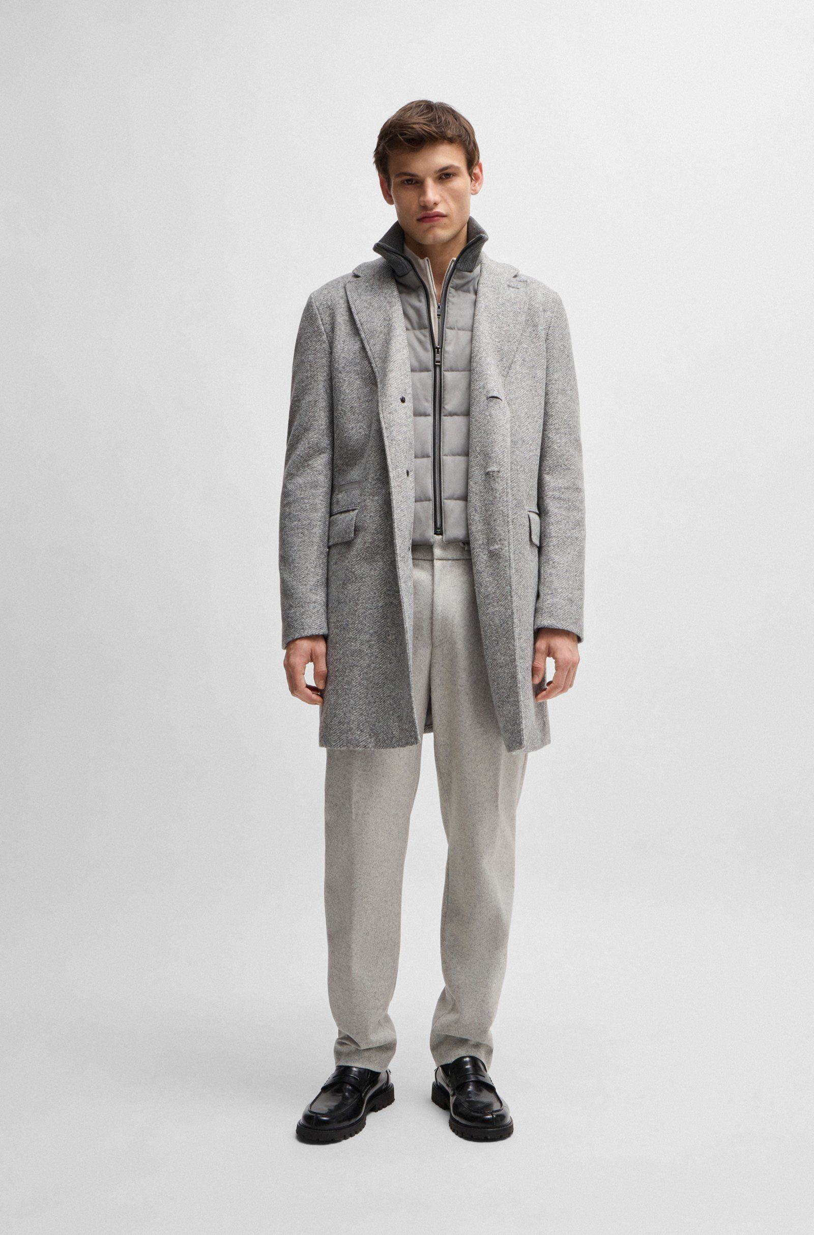 BOSS Langmantel H-Hyde-J-Bib-Pad mit herausnehmbaren Innen-Layer (1-tlg)