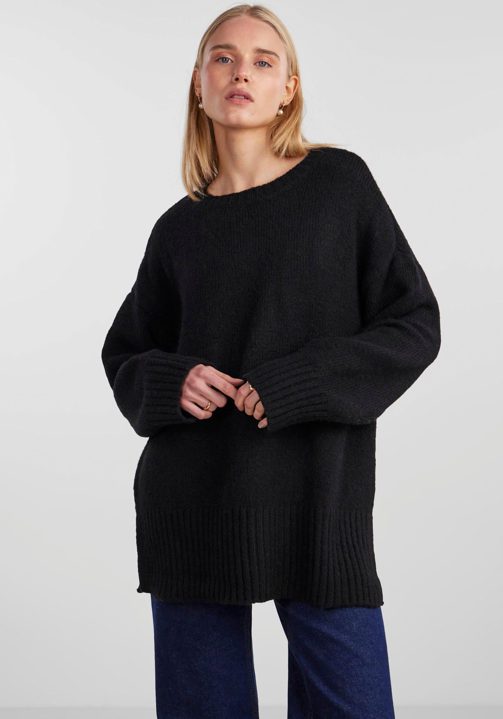 pieces Strickpullover PCNANCY LS LOOSE O-NECK KNIT NOOS BC Oversized Black | Strickpullover