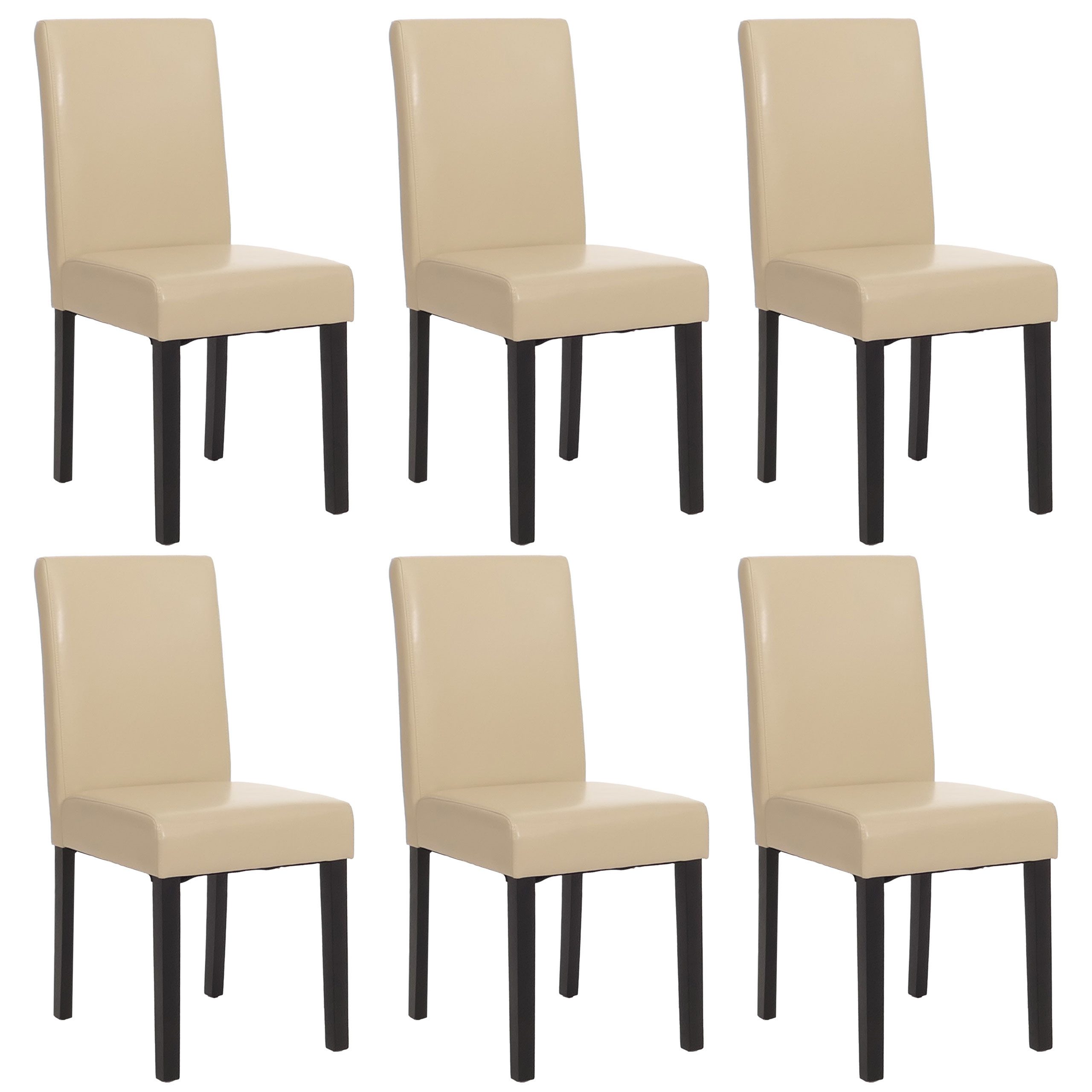 MCW Esszimmerstuhl Littau Kunstleder 6er-Set Kunstleder Creme Dunkle Beine günstig online kaufen