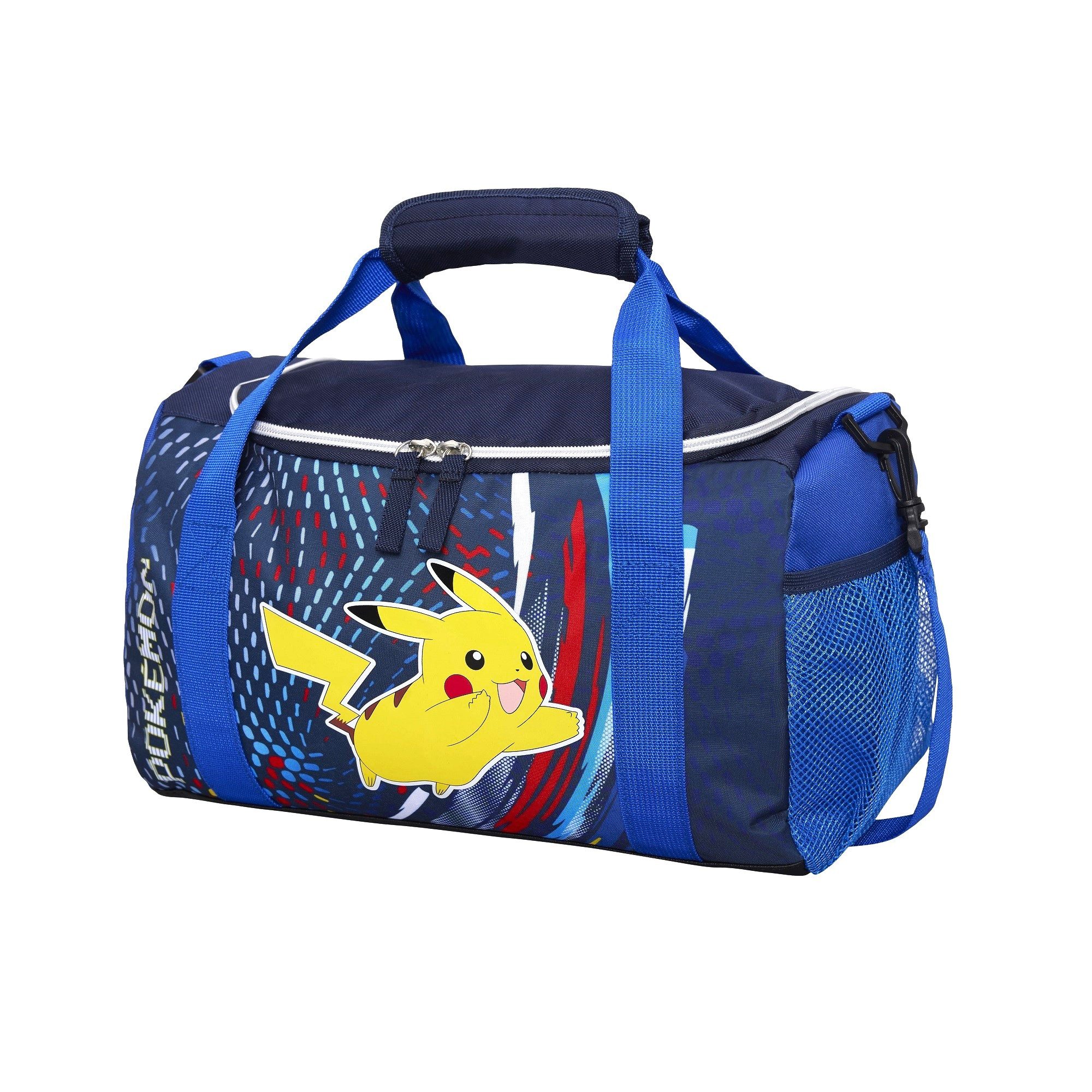 Familando Sporttasche Pokemon Blau mit Pikachu, Reißverschluss, 12 Liter, Schultergurt, Tasche; Umhängetasche, Schwimmtasche