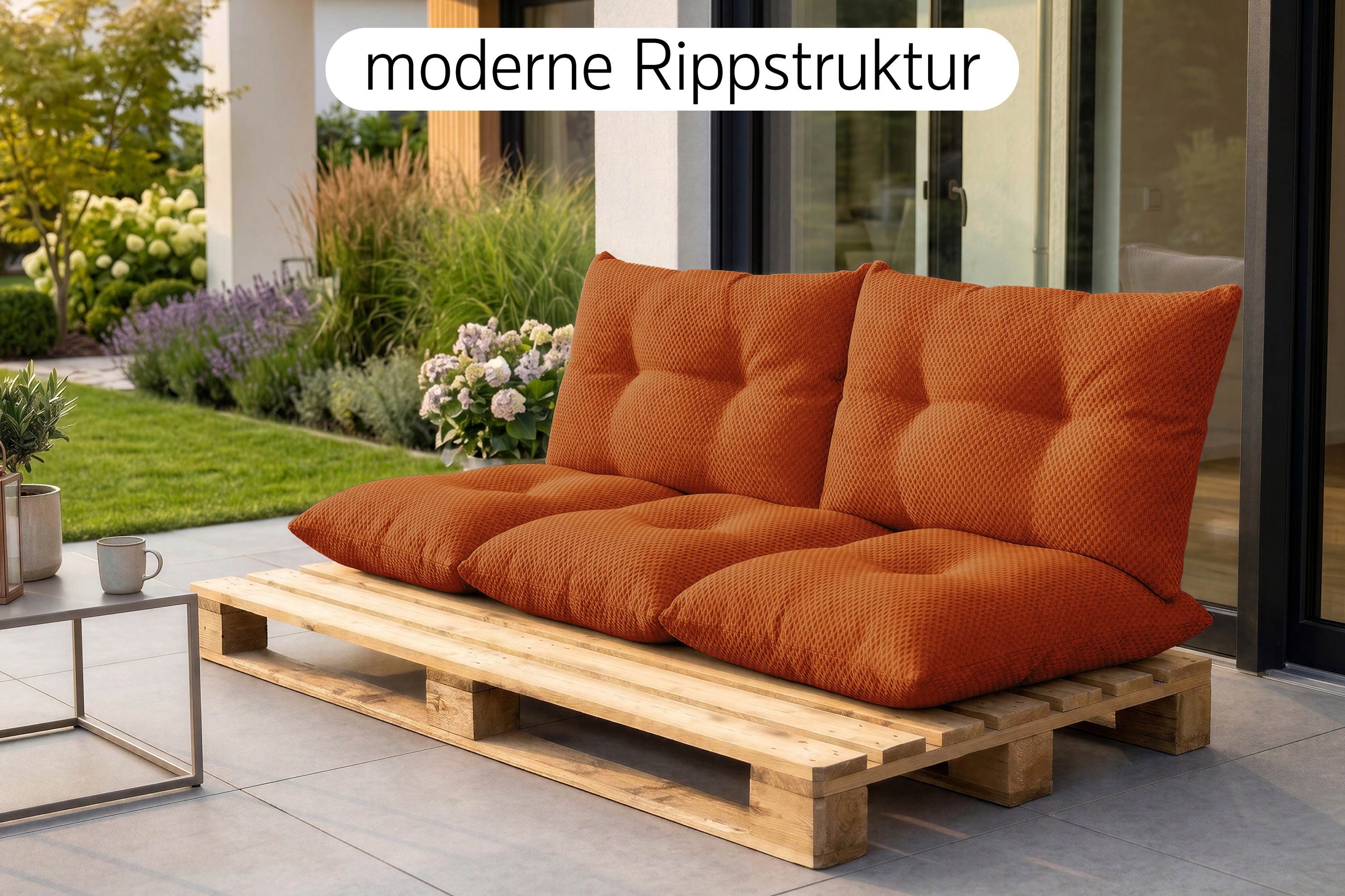 Amilian Palettenkissen Sitzkissen 120x60 cm + 2x Kissen 40x60 cm, 3-teiliges Set Inklusive Füllung für Europaletten Balkon Terrasse