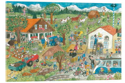 Posterlounge Acrylglasbild Annegret Reimann, Ferien auf dem Bauernhof, Kindergarten Illustration