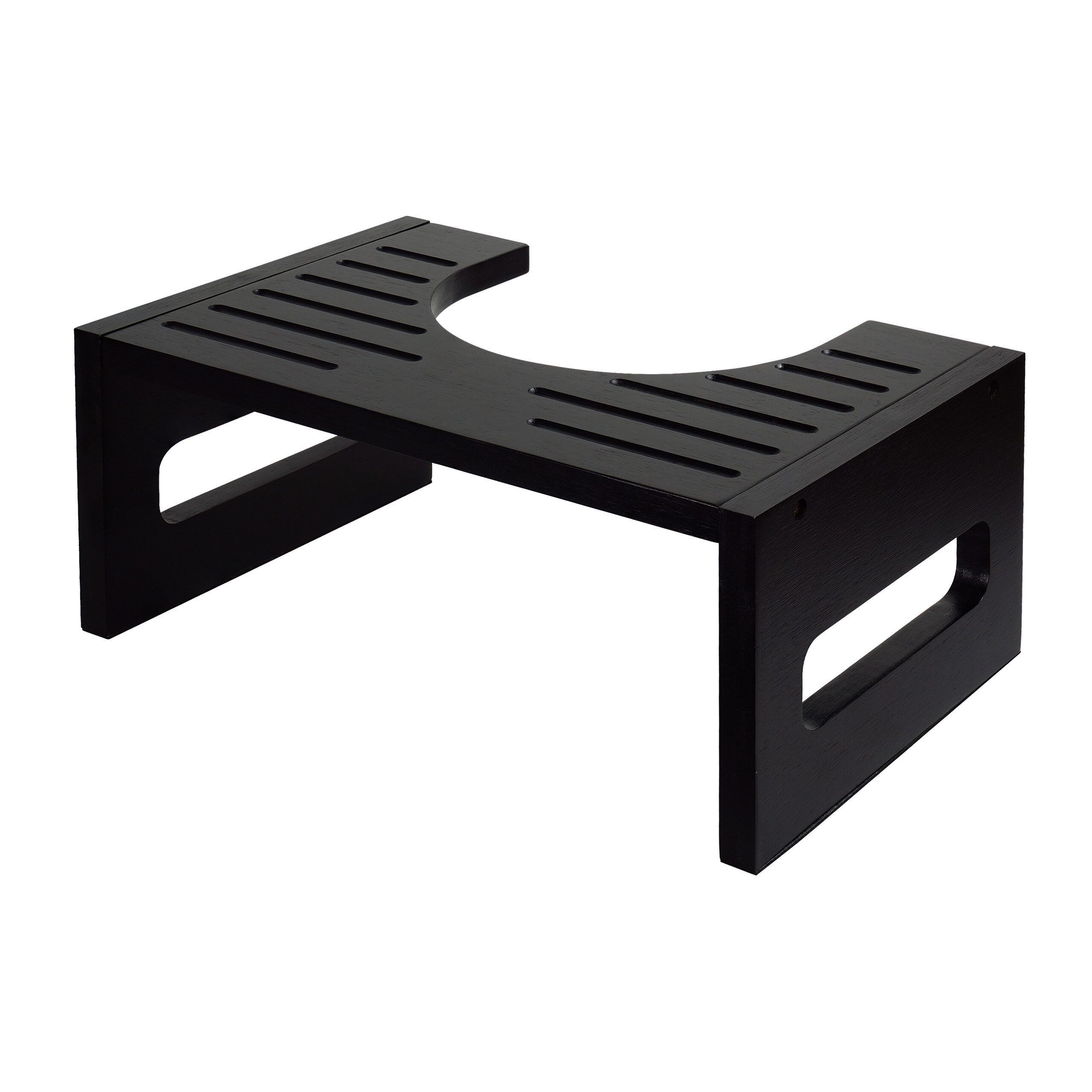 relaxdays Fußhocker Toilettenhocker aus Bambus, schwarz