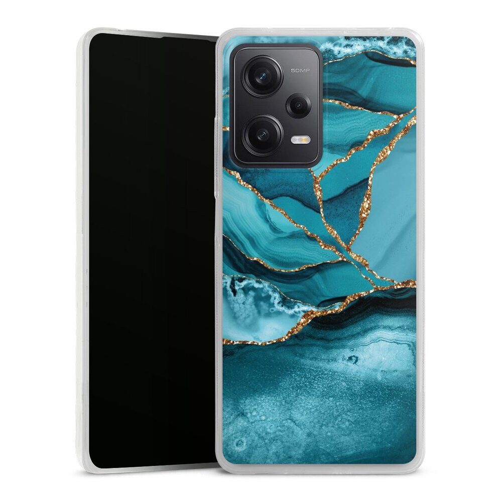 DeinDesign Handyhülle Edelstein Glitzer Look Marmor Eisblaue Marmor Landschaft, Xiaomi Redmi Note 12 Pro 5G Slim Case Silikon Hülle Ultra Dünn