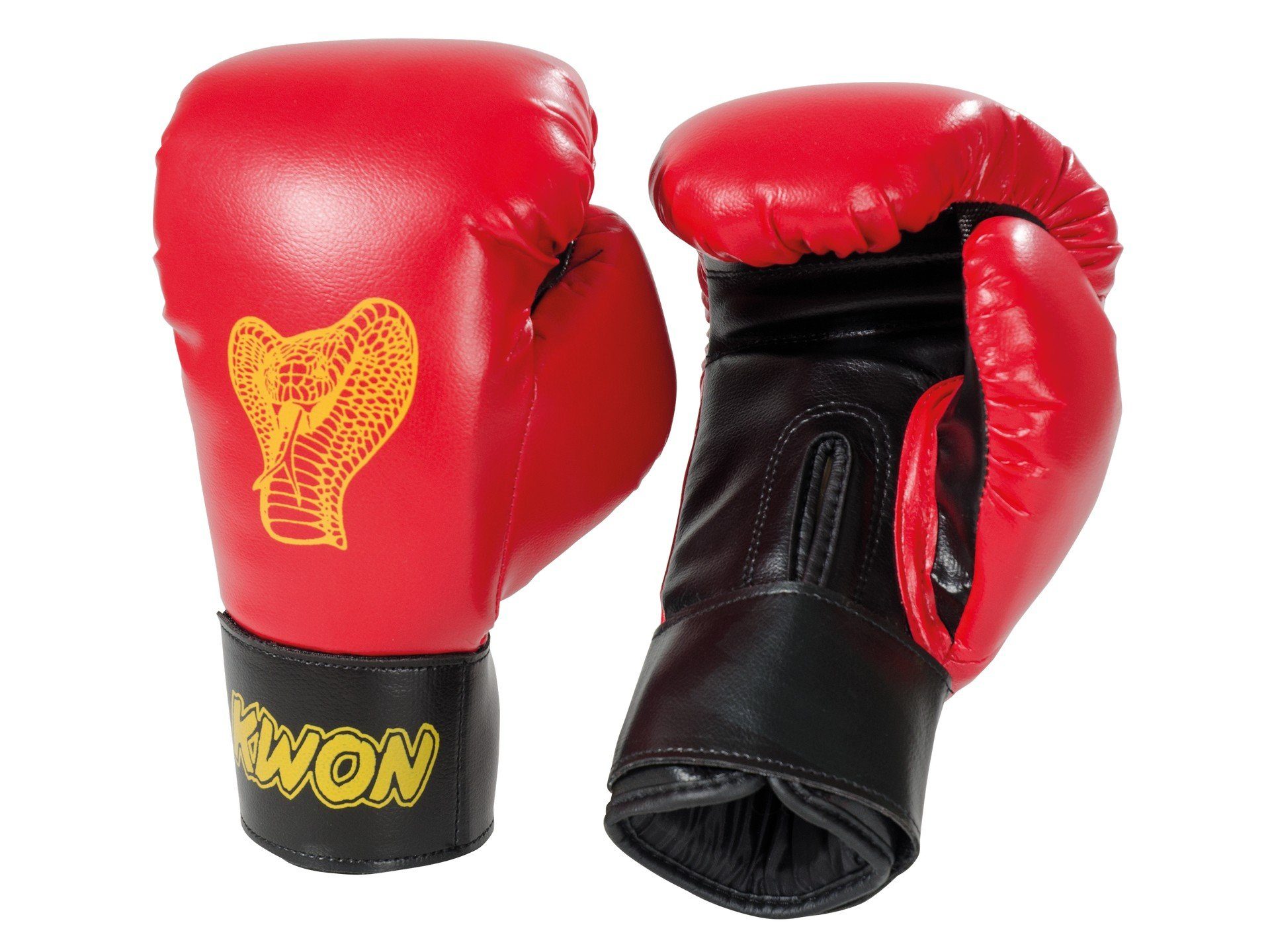KWON Boxhandschuhe Cobra Kinder Junior Box-Handschuhe 6 Unzen Kids klein Boxen Kickboxen (Paar), 6 Unzen, Einsteiger, Boxen und Schlagtraining am Sandsack/Pratze rot