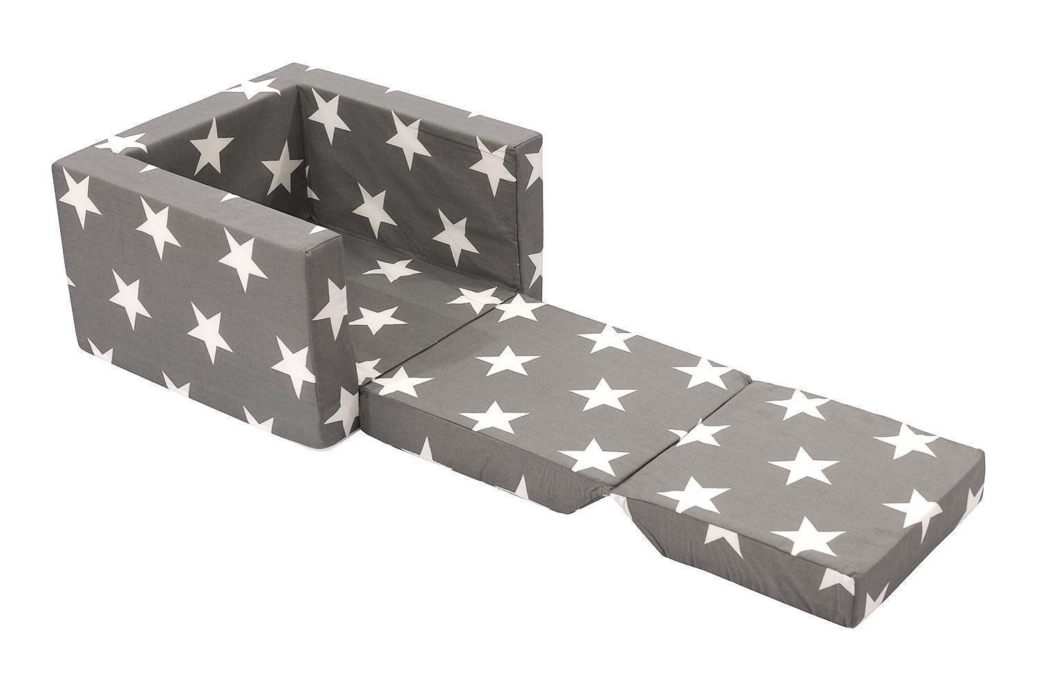 Sun Garden Kindersessel LUCA, Grau, Weiß, Baumwolle, Polyester, Ausziehbar, Bettfunktion, B 48 x H 48 x T 41 cm