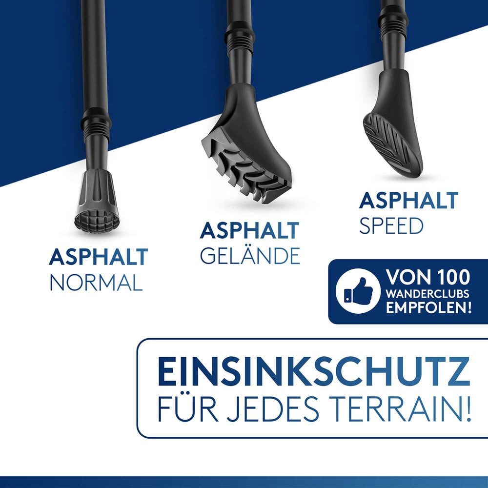 Alpen Bears Wanderstock Gummipuffer Pads für Trekkingstöcke 14 St., Amatopia Wanderstöcke Terrain Sicherheit Halt Gebirge Wandern Kies
