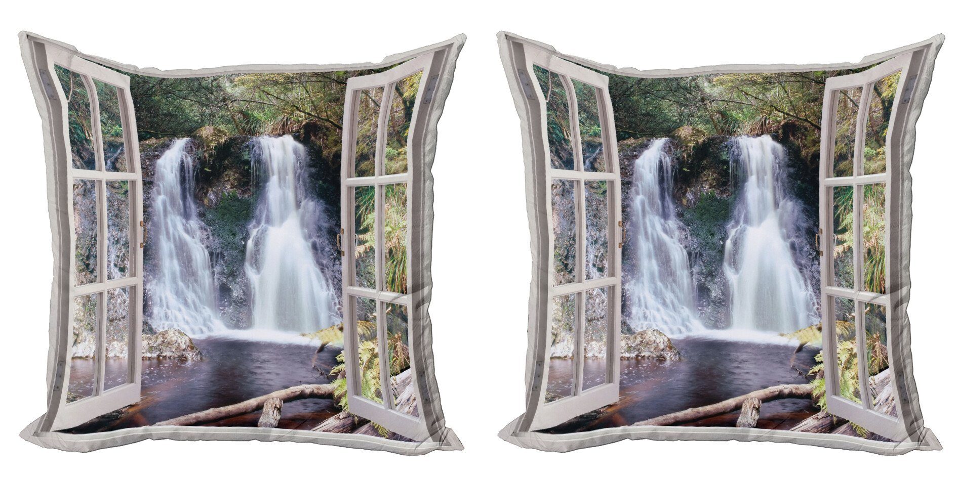 Kissenbezüge Modern Accent Doppelseitiger Digitaldruck, Abakuhaus (2 Stück), Wasserfall Nationalpark-Fluss