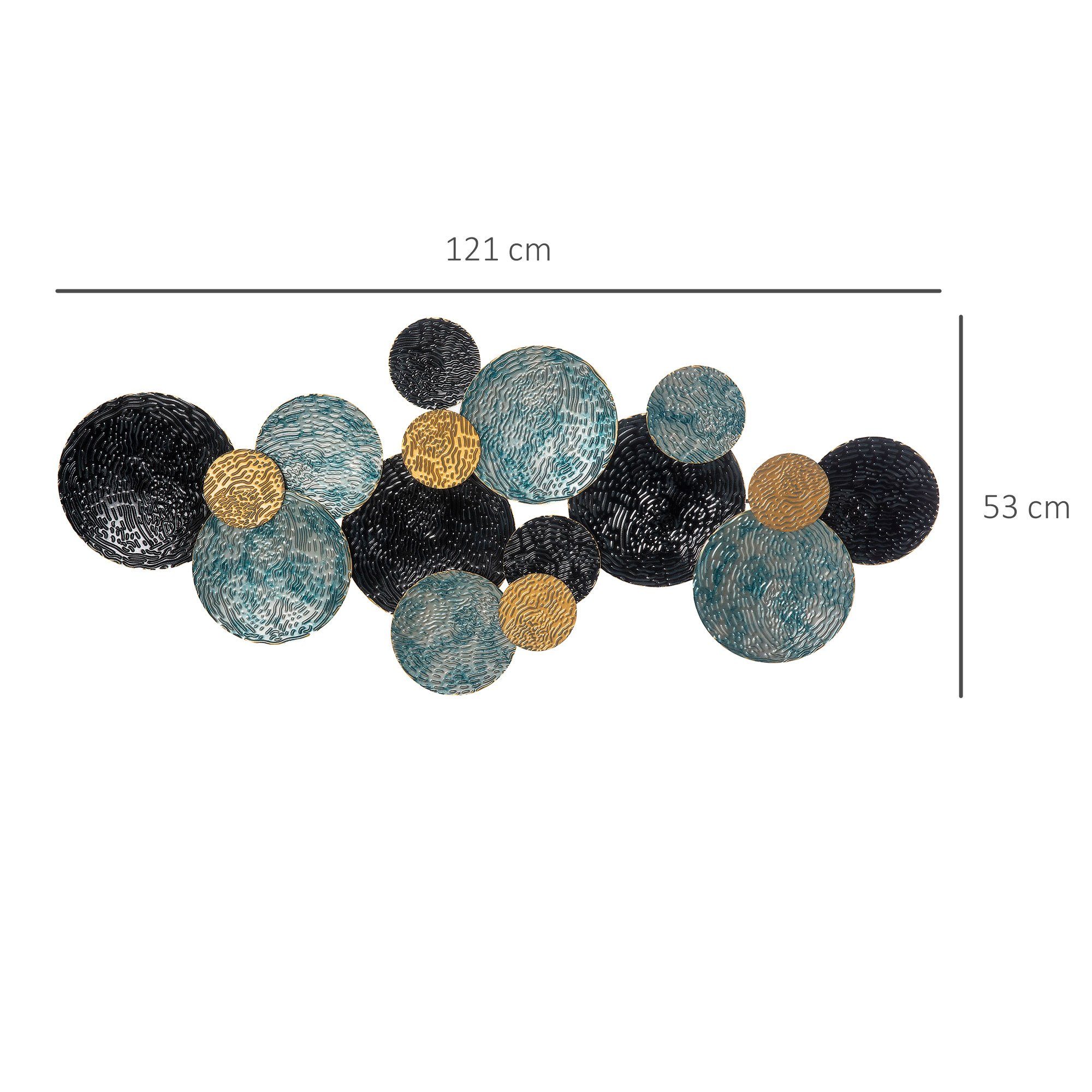 HOMCOM Wandbild 3D Wandbild Wandornament Wanddekoration Metallbild Wandskulptur, Rund (Wohnzimmer-Kunst, 1 St), Modern 121 x 53 cm