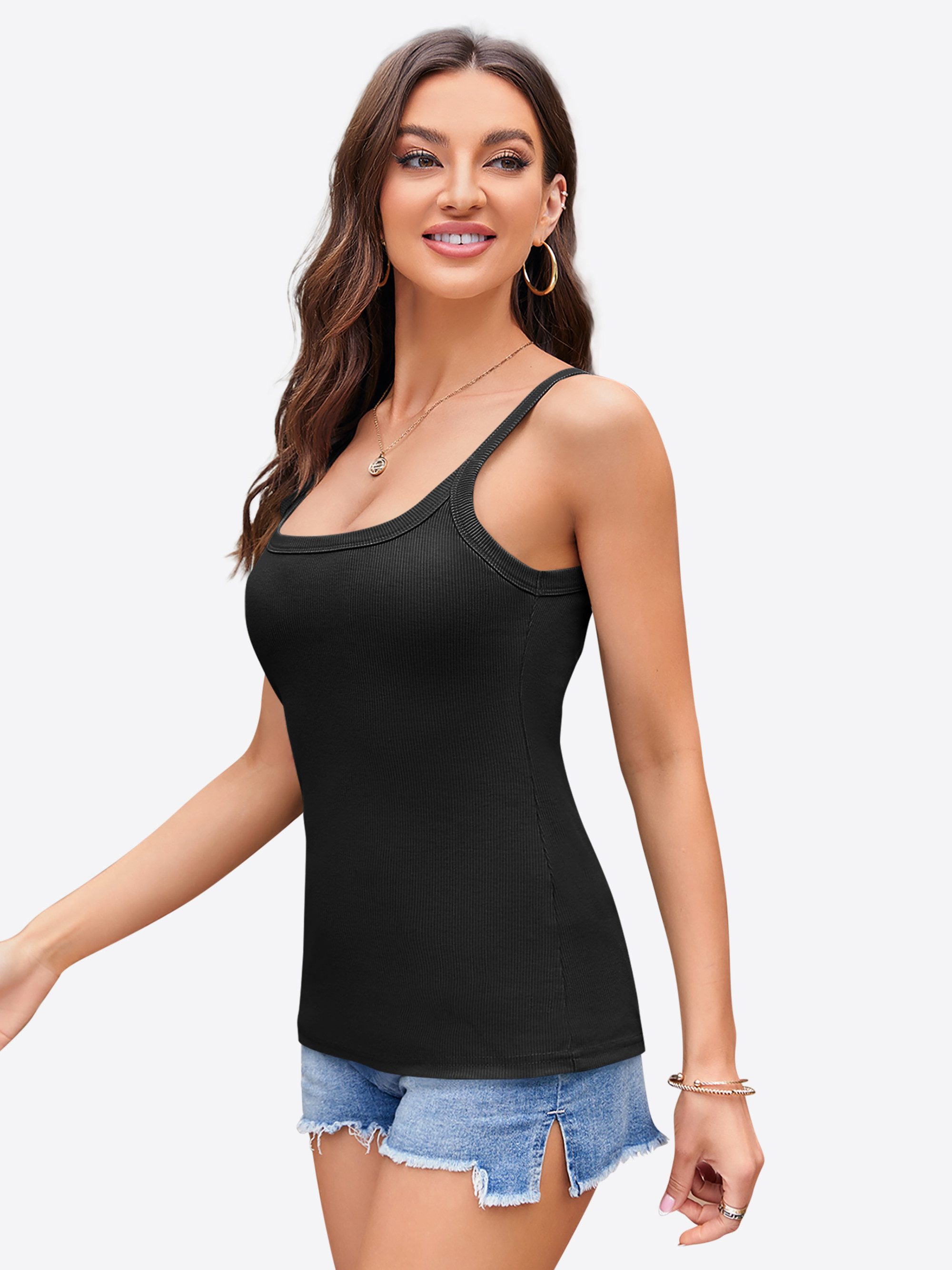Imily Bela Tanktop Damen Geripptes Strick Camisole (Packung, 1-tlg., 1per-Pack) Einfarbig