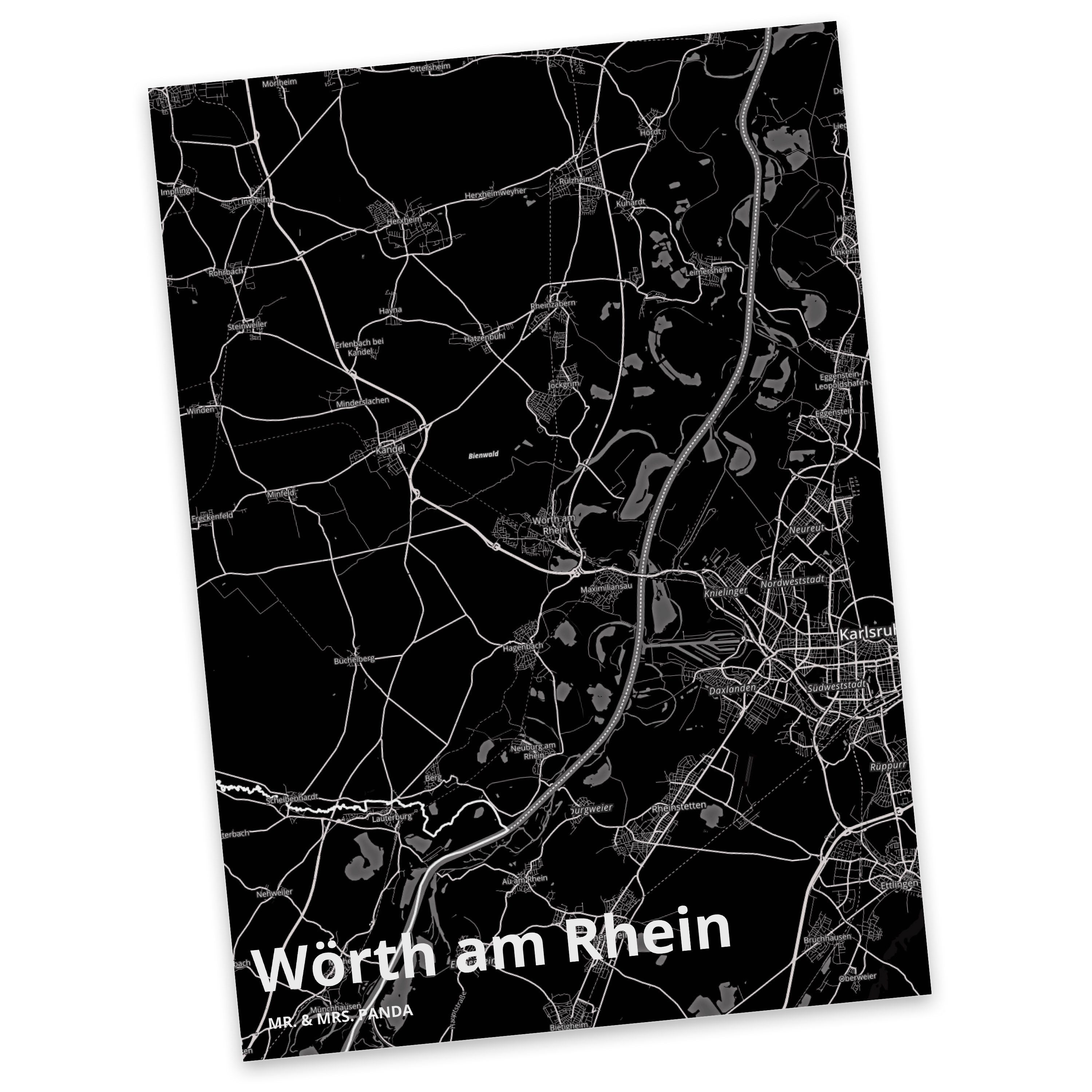 Karte Dorf & Postkarte - Geschenk, Rhein Wörth am Stadt, Stadt Mrs. Panda Mr. Geburtstagskarte,