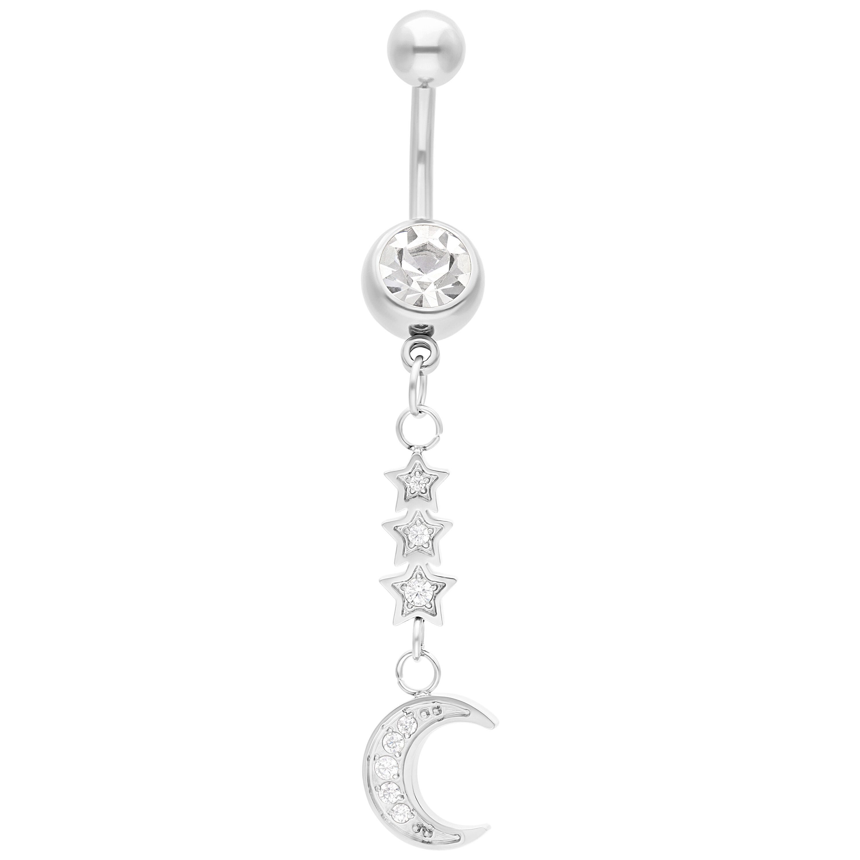 Wildcat Bauchnabelpiercing Dangling Moon Bananabell für Bauchnabel, Länge: 10,0mm, 1 Stück, Chirurgenstahl 316L - wasserfest, langlebig, hautverträglich