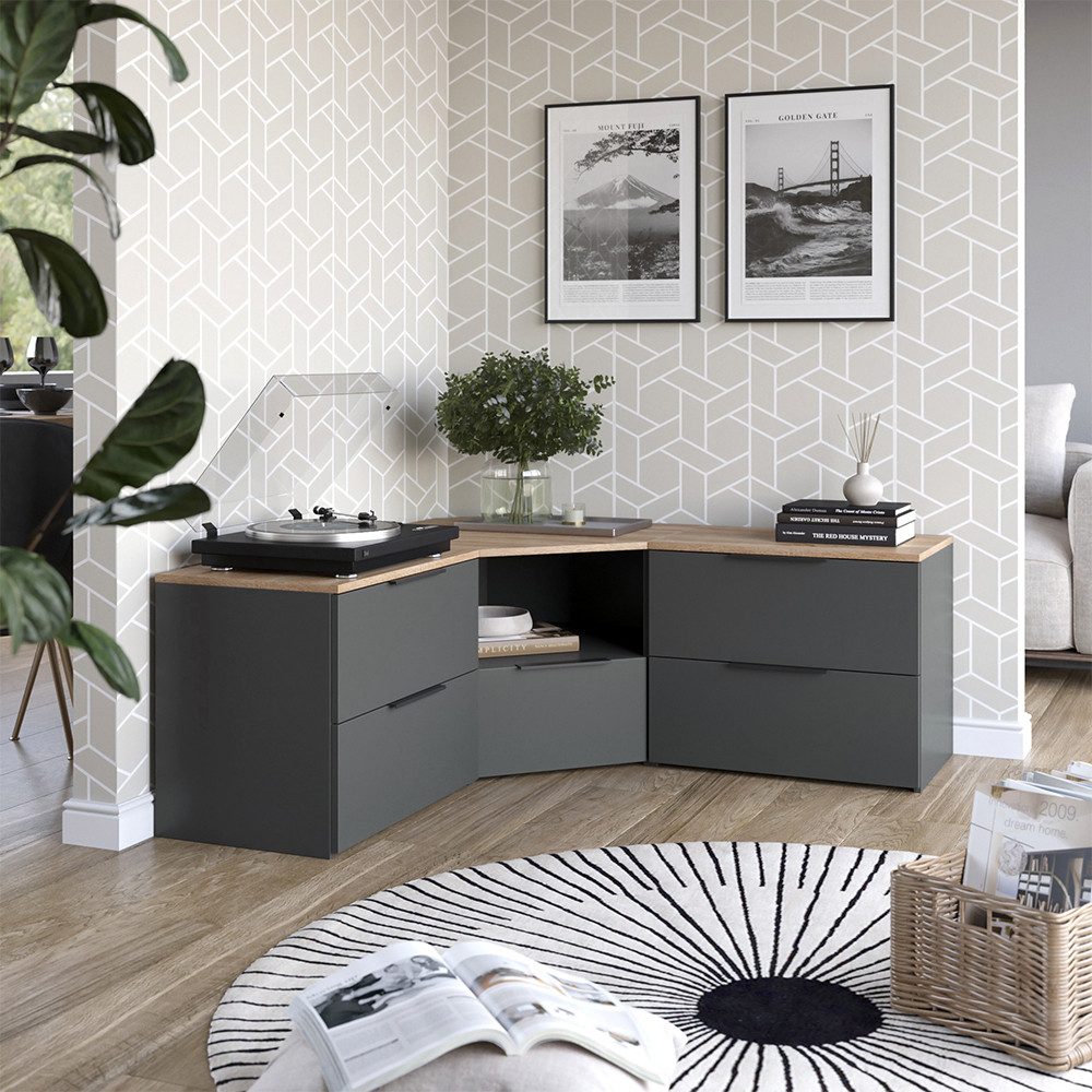 Vicco Wohnwand Wido, Anthrazit/Sonoma, 3 Teile günstig online kaufen
