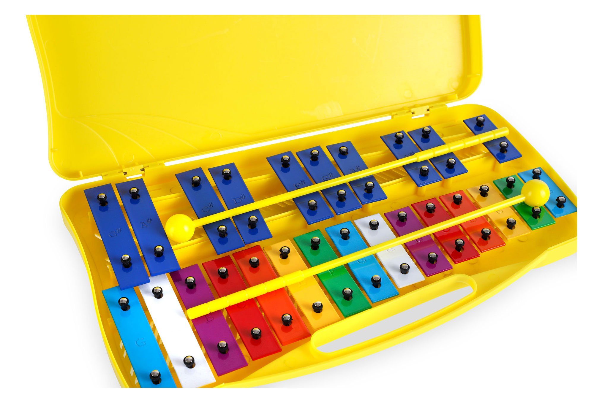 Classic Cantabile Glockenspiel für Kinder mit 25 Tönen Gelb, 1-St., Inkl. praktischem Tragekoffer und Schlägeln, Absolut stimmgenau