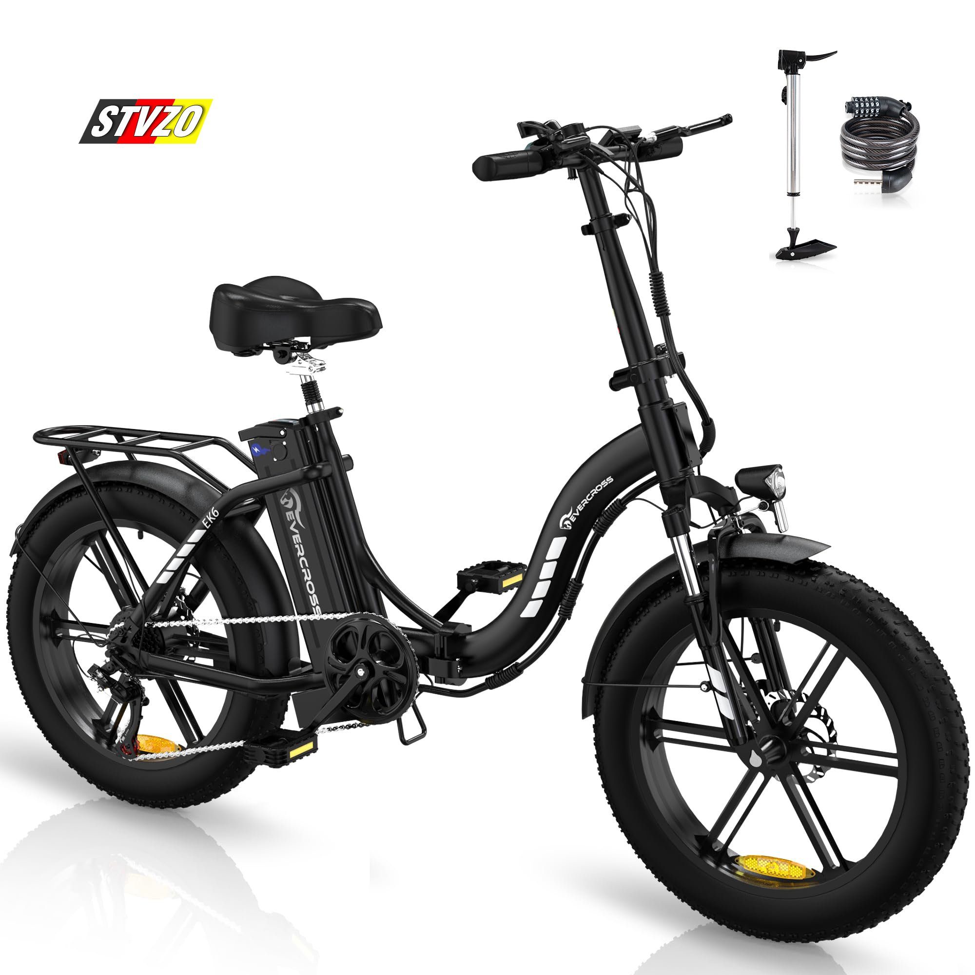 EVERCROSS TECH E-Bike EK6 faltbare Elektrofahrräder mit 7 Gang Getriebe, 48V 15AH Akku, 7 Gang, Kettenschaltung,250W Motor Elektrofahrräder für Damen und Herren