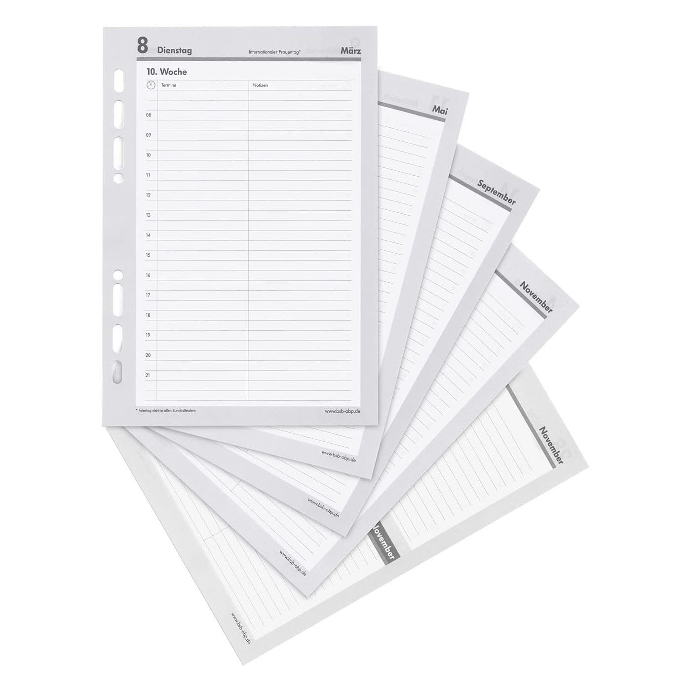 bsb-obpacher Terminkalender BSB Kalendarium Timer A5 20,9x14,6cm 1Tag/1Seite 2027 (02-0049)
