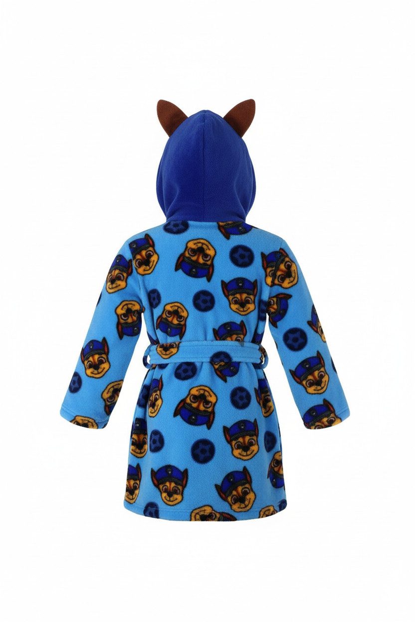 Disney Bademantel Kinder Fleece-Bademantel mit Chase (Paw Patrol) Kapuze, 100% POLYESTER