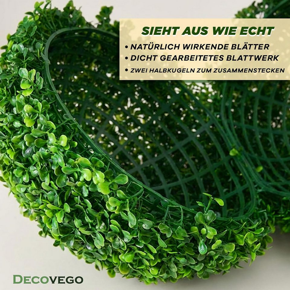 Buchsbaumkugel 4er-Set – 30 Cm Künstliche Formschnittkugeln, UV-beständig, Wetterfest, Mit Hängekette & Kabelbindern