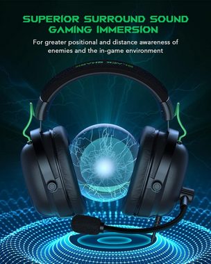 Black Shark Gaming-Headset (Personalisierbare Klettverschlüsse am Kopfband, Gaming Headset für PC,PS4,PS5,Bluetooth Gaming Kopfhörer Ultraklarem)