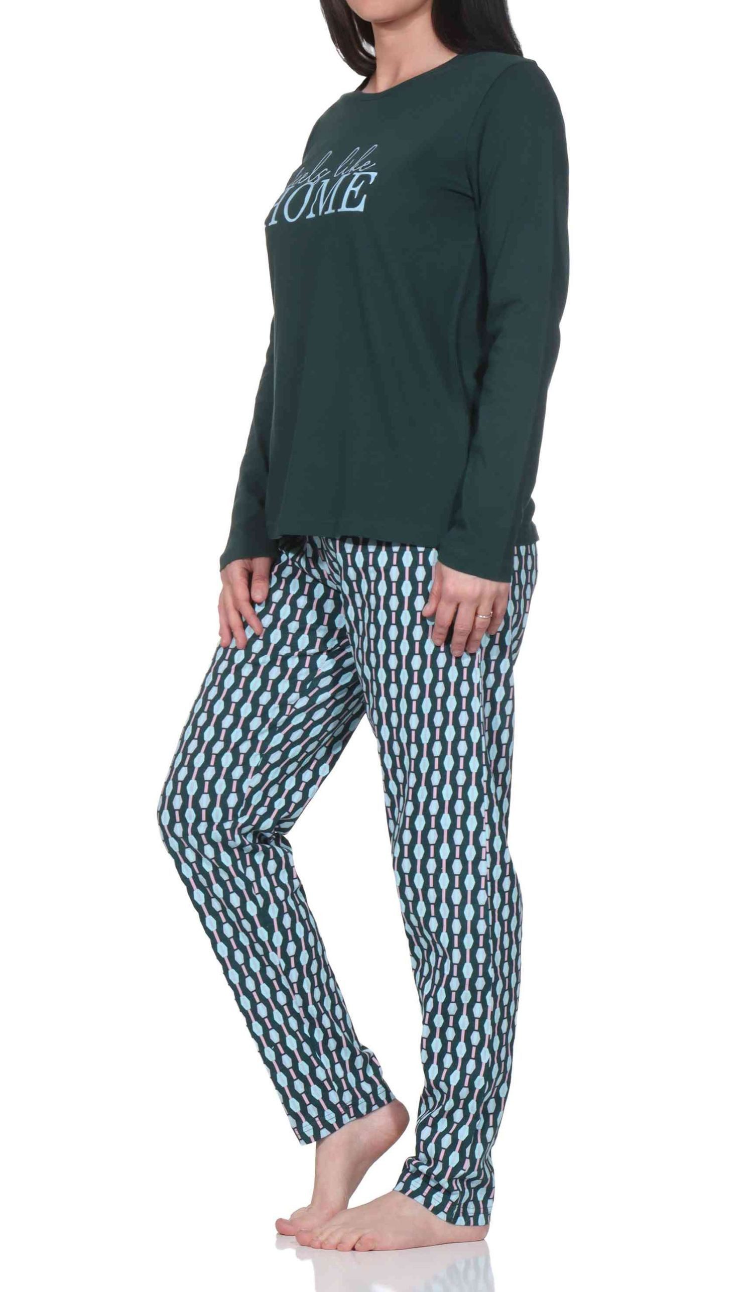 Normann Pyjama Normann Damen langarm Schlafanzug in eleganter Optik – Bild 2 von 4