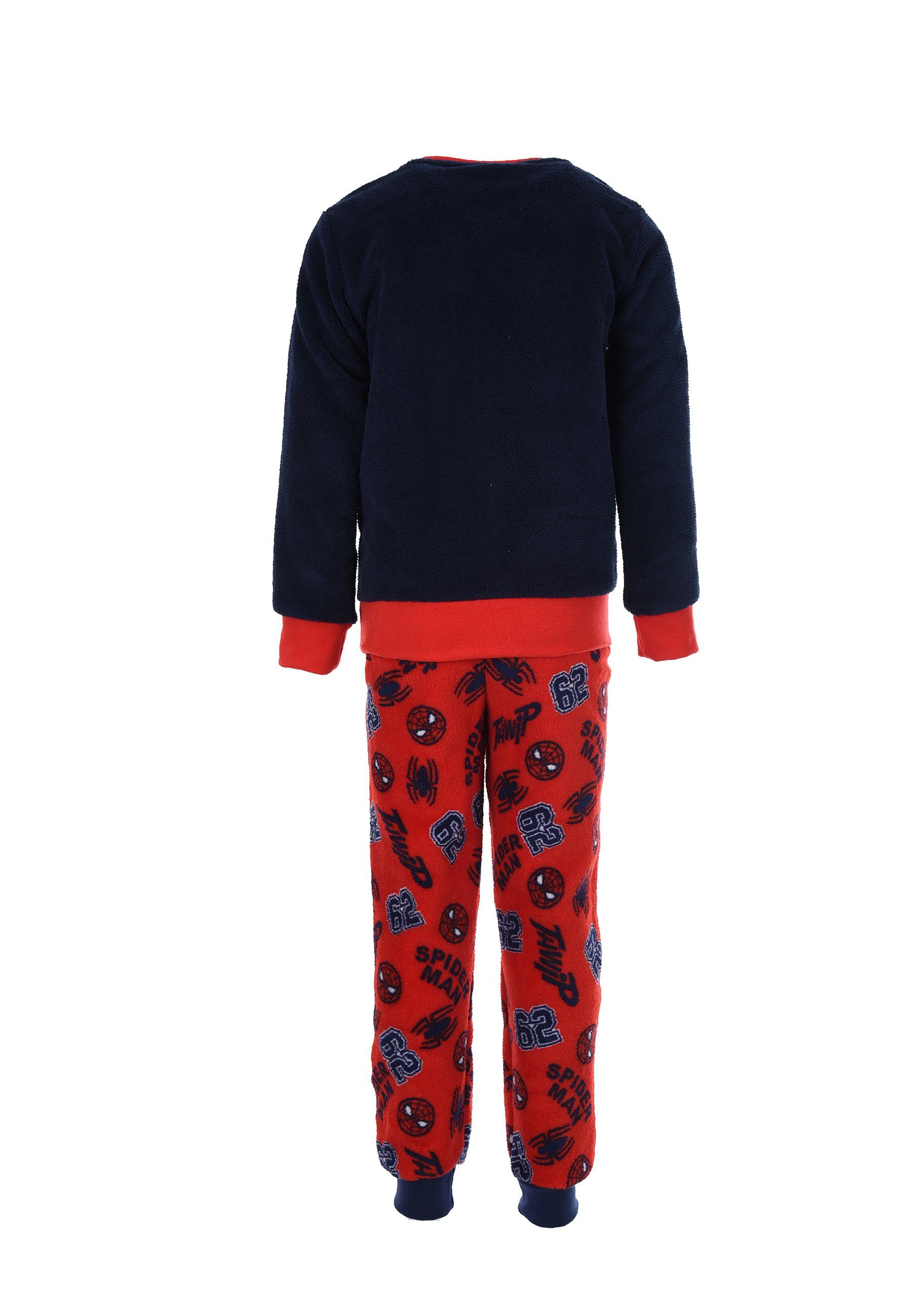 Spiderman Schlafanzug (2 Kinder Fleece Blau tlg) langarm Jungen Nachtwäsche Pyjama