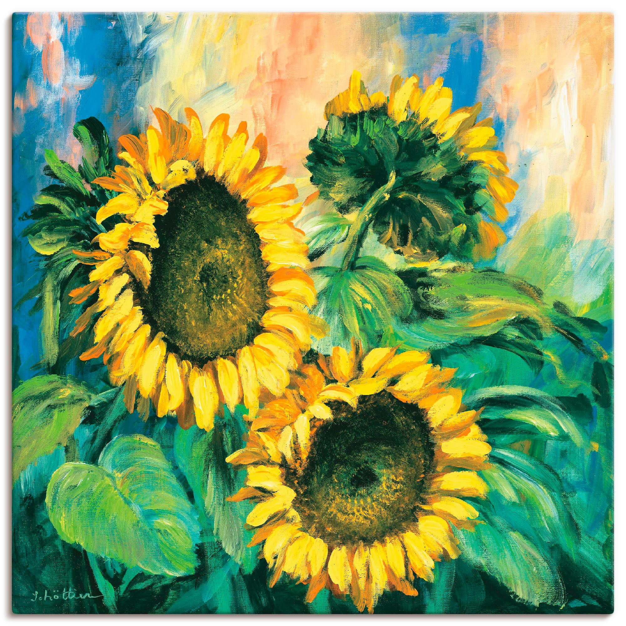Artland Leinwandbild Sonnenblumen II, Blumen (1 St), auf Holzrahmen gespannt