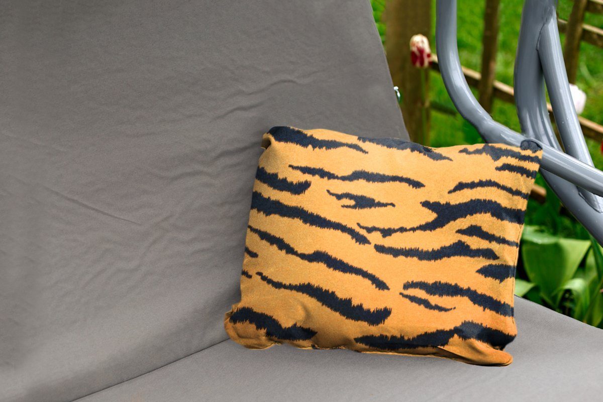 MuchoWow Dekokissen Tigerdruck - Braun Polyester, Outdoor-Dekorationskissen, Orange, - Dekokissenbezug, Kissenhülle