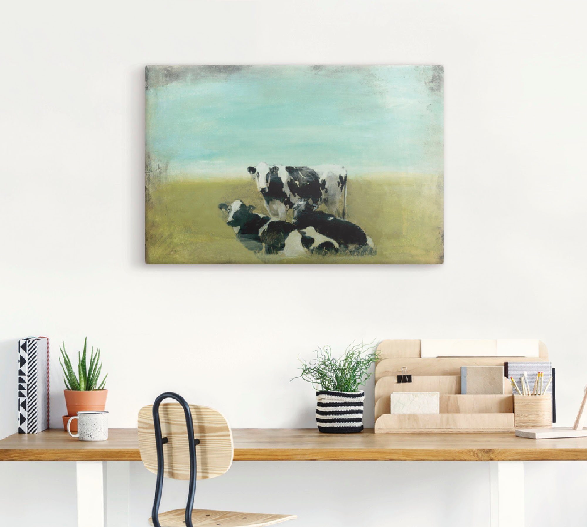 Artland Wandbild Kühe auf Alubild, Größen als III, Poster Weide Haustiere St), (1 oder Leinwandbild, in versch. der Wandaufkleber