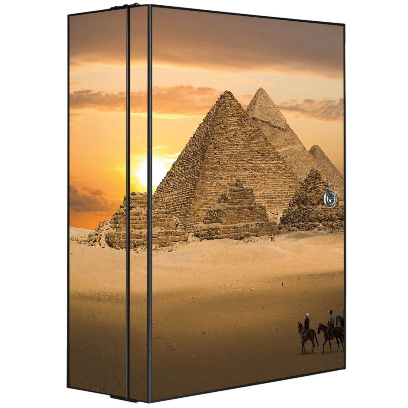 banjado Medizinschrank Stahl Pyramiden (abschließbar, 3 große und 2 kleine Fächer) 35 x 46 x 15cm schwarz
