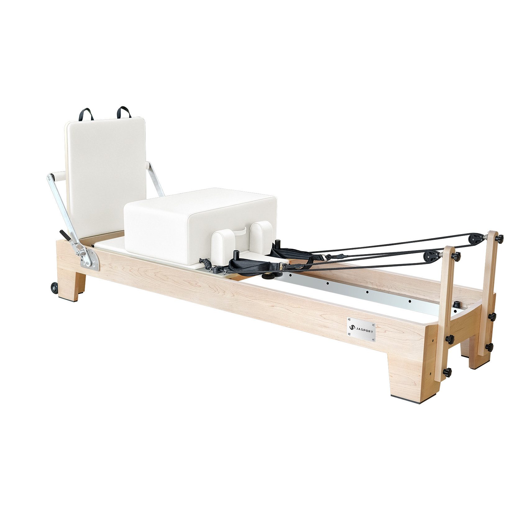 JASPORT Pilates-Reformer Hochwertige Holz-Reformer Serie für Pilates-Studios, (Komplottes Pilates Reformer Set), Aus Ahornholz, stabil, leise und mit 6 Federn