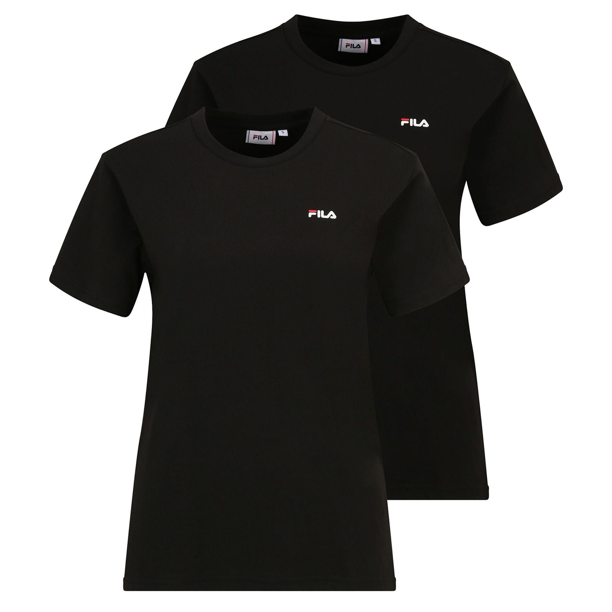 Fila T-Shirt Damen T-Shirt, 2er Pack - BARI tee double pack Schwarz (Black)