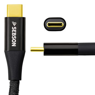 SEBSON USB C Kabel 1m auf USB C, Ladekabel / Datenkabel 3.1 Gen2, schwarz Smartphone-Kabel, (100 cm)