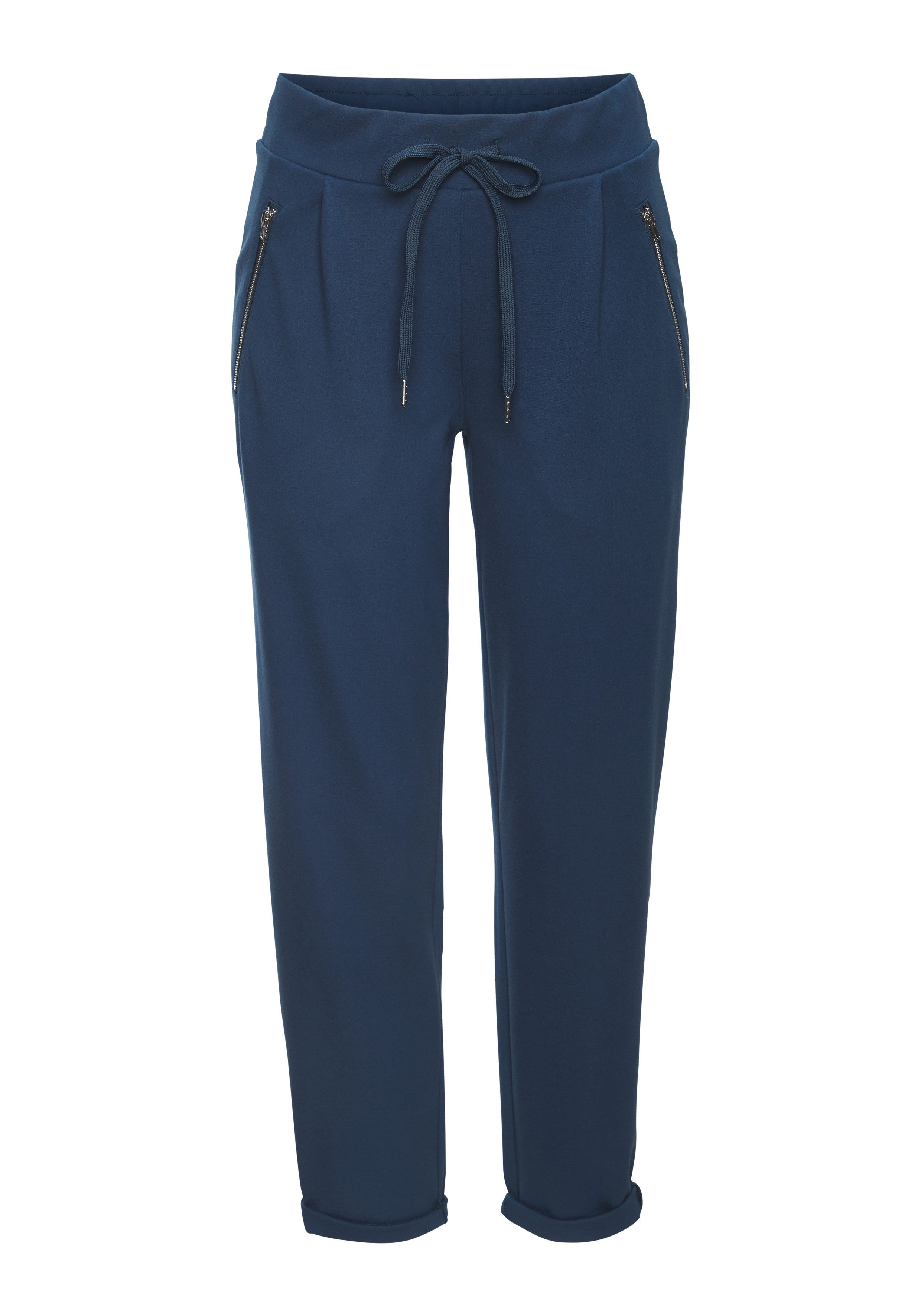Beachtime by Lascana Schlupfhose aus softer Interlock-Ware mit Reißverschlusstaschen bequeme Joggpant mit geradem Bein, lässige Sommerhose, bügelfreie Ware. € 34,99