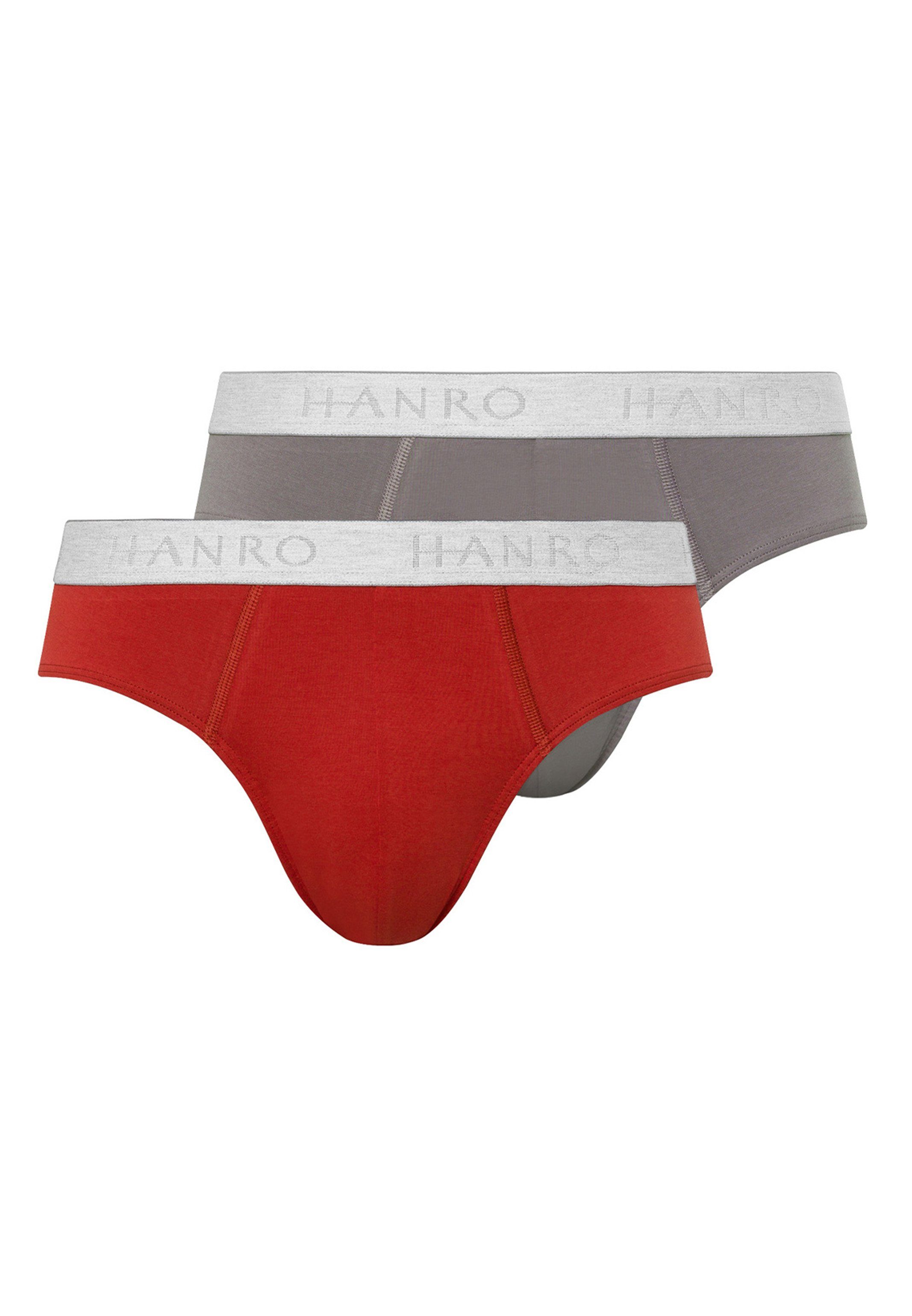 Hanro Slip 2er Pack Cotton Essentials (Spar-Set, 2-St) Slip / Unterhose - Baumwolle - Ohne Eingriff - Red Ochre / Fresh Grey