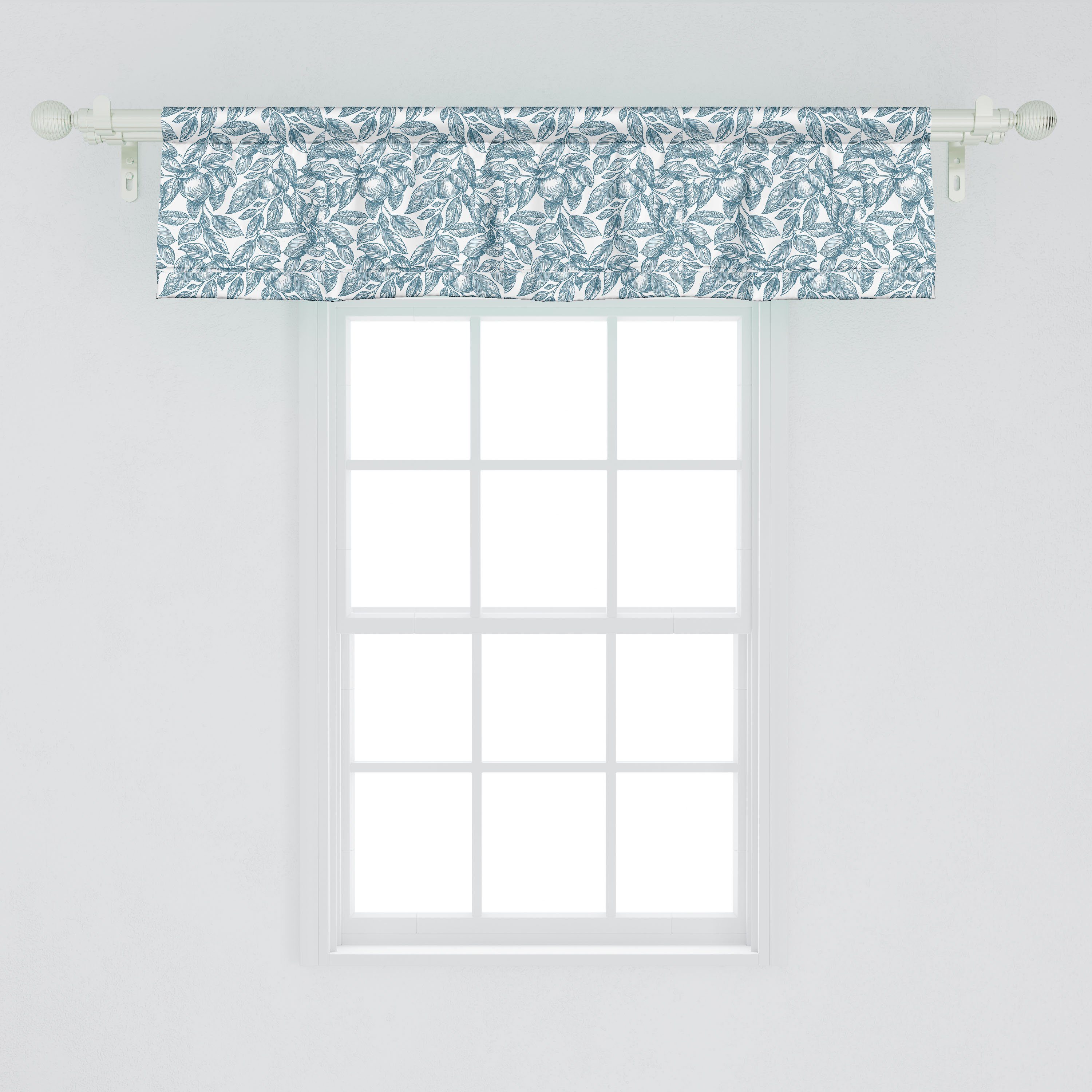 Scheibengardine Hand Abakuhaus, mit Apfelbäume Botanisch Küche Vorhang Stangentasche, gezeichnet Microfaser, Volant Dekor Schlafzimmer für