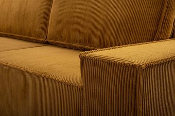 Furnix Schlafsofa MANGUSSI Polstersofa Couch mit Armlehnen und Bettkasten, Liegefläche 142x202 cm, Maße 202x92x94,5 cm, moderner Cord-Stoff