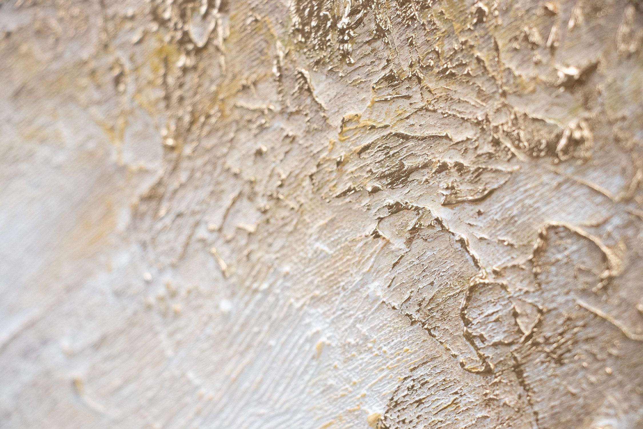 YS-Art Gemälde Sonnenstrahlen, Abstrakte Bilder, Abstraktes Leinwand Bild Handgemalt Weiß Gold
