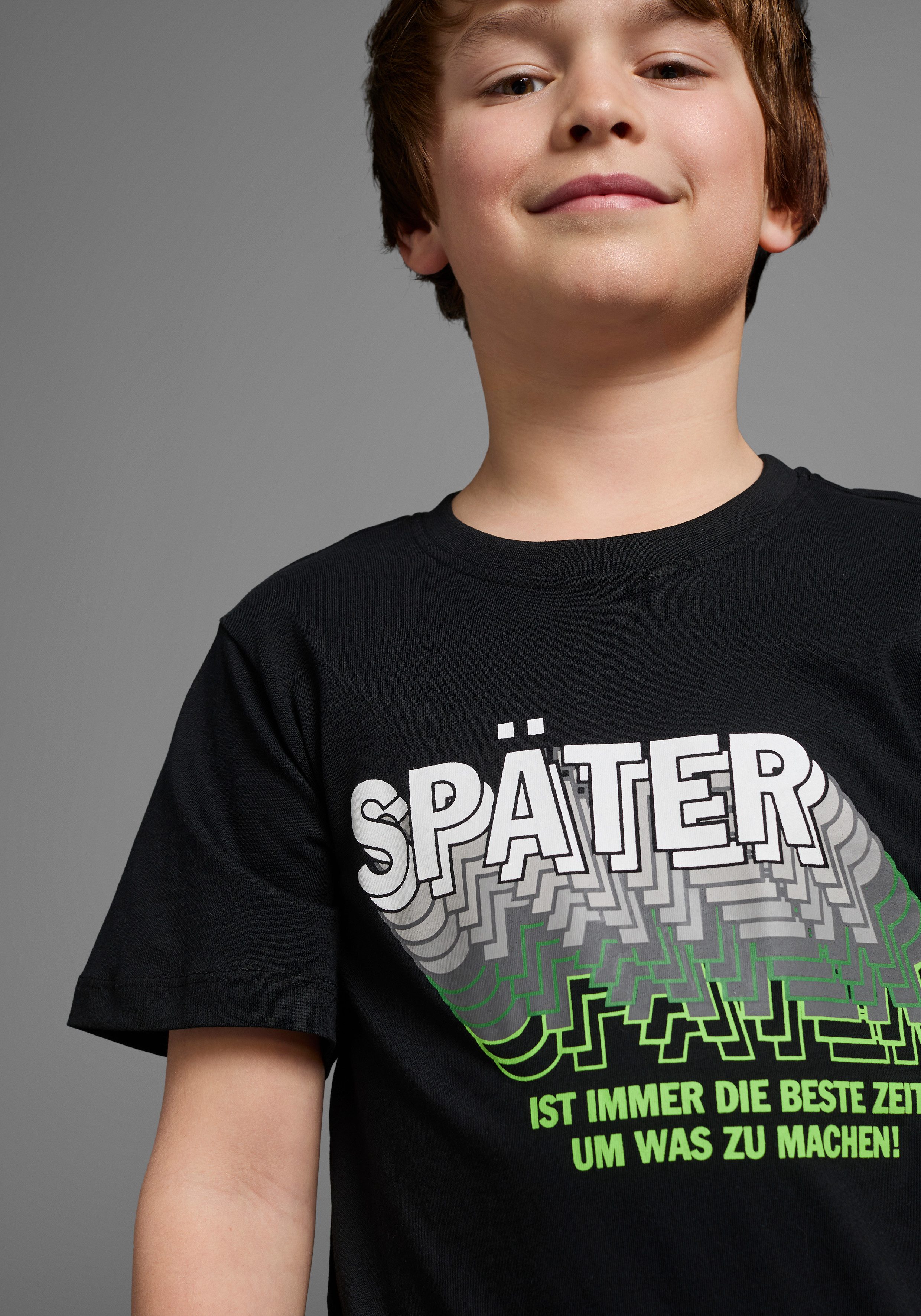 KIDSWORLD T-Shirt SPÄTER...... Kurzarm, perfekte Passform, mit coolen Statements und Sprüchen