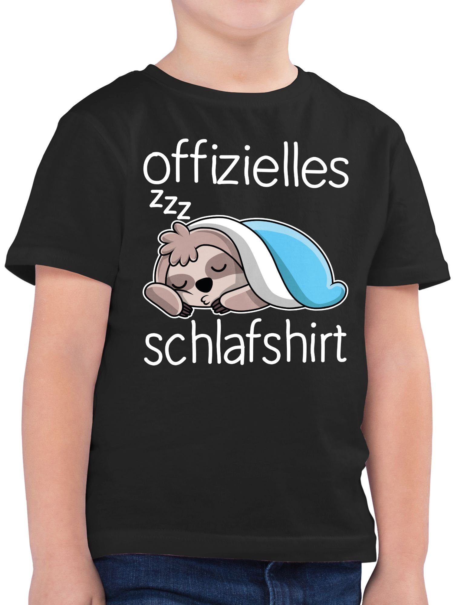 Shirtracer T-Shirt Offizielles Schlafshirt mit Faultier - weiß Statement Sprüche Kinder 02 Schwarz