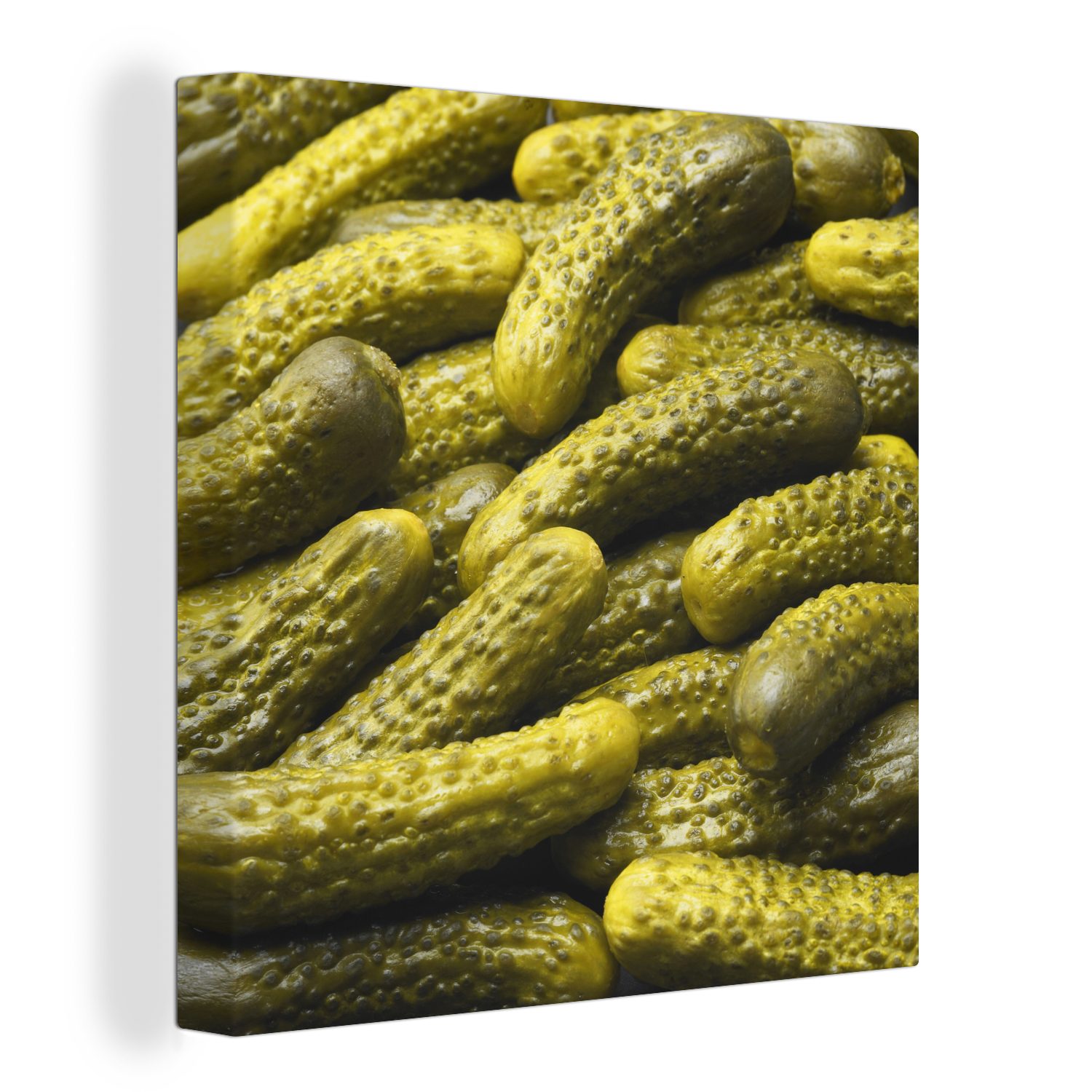 OneMillionCanvasses® Leinwandbild Essiggurken auf einem Haufen, (1 St), Leinwand Bilder für Wohnzimmer Schlafzimmer