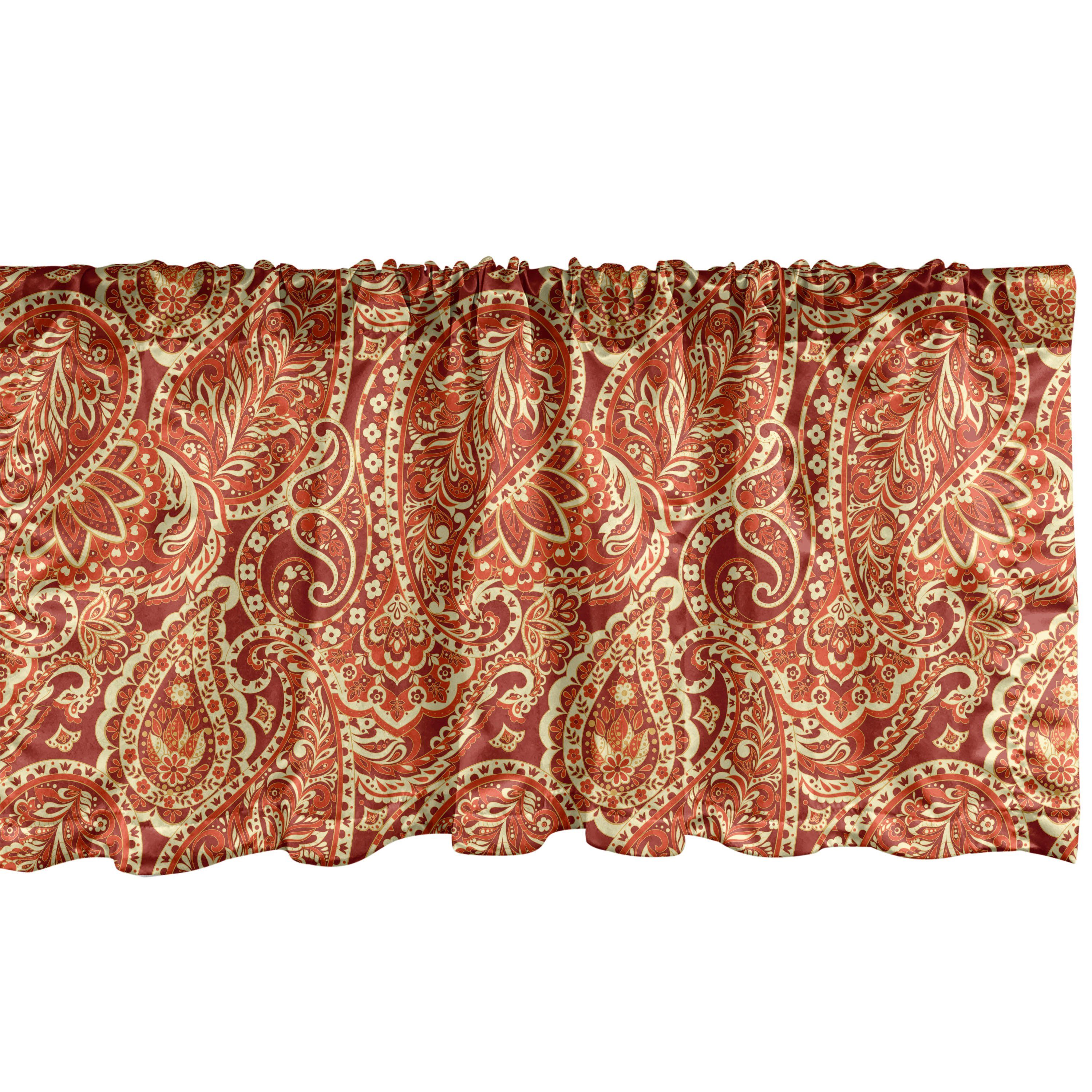 Scheibengardine Vorhang Volant für Küche Schlafzimmer Dekor mit Stangentasche, Abakuhaus, Microfaser, Paisley Traditionelle ethnische Motiv