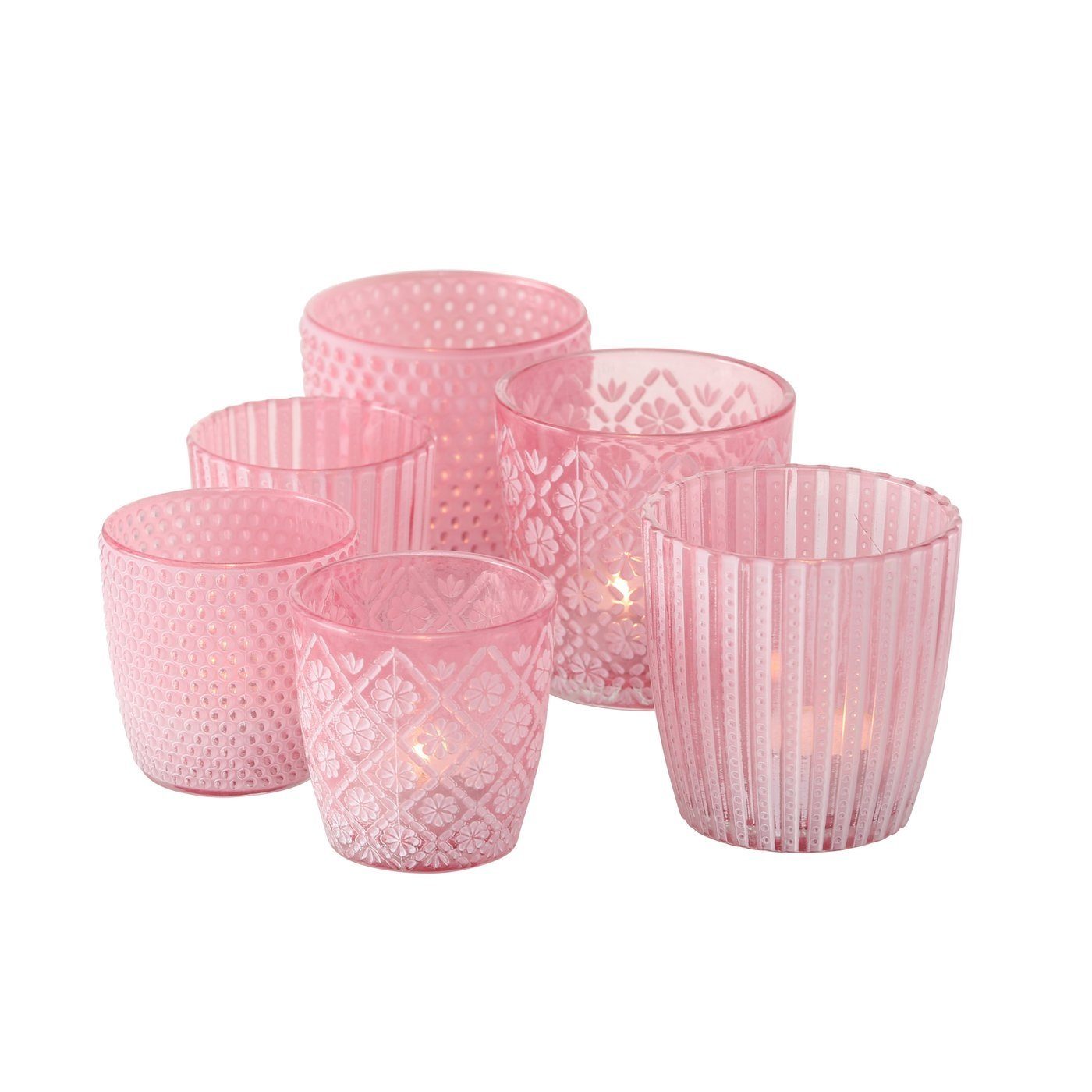 SET Windlicht Windlichter BOLTZE Pink Glas Boltze Patty 6teilig