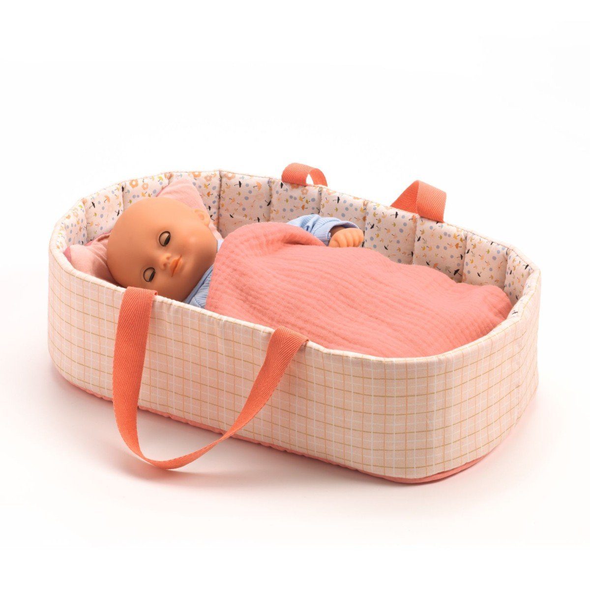 DJECO Puppen Tragetasche POMEA Puppentragetasche mit Decke und Kopfkissen