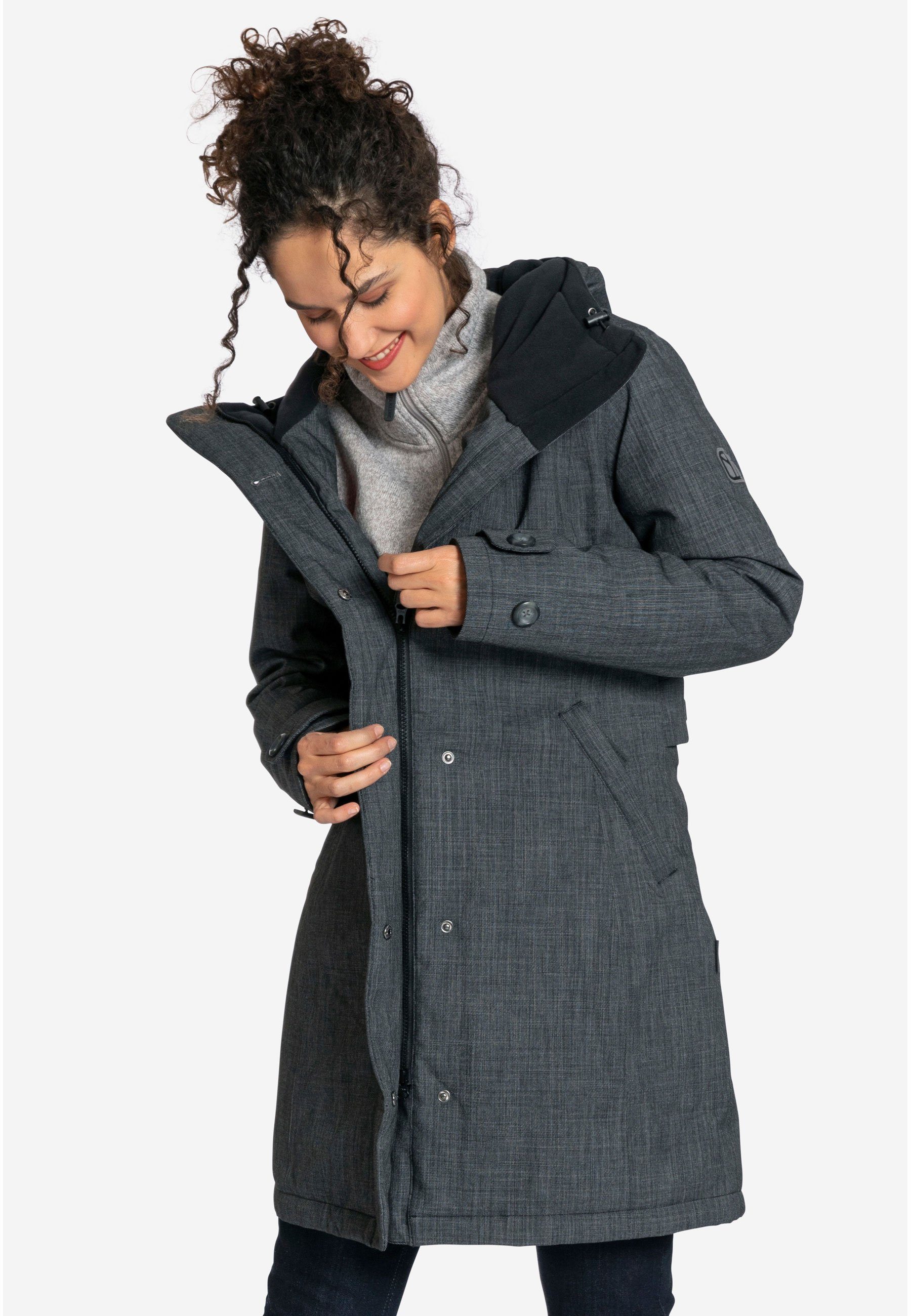 Elkline Winterjacke Grace verstellbare Taillenweite gefütterte Kapuze warm