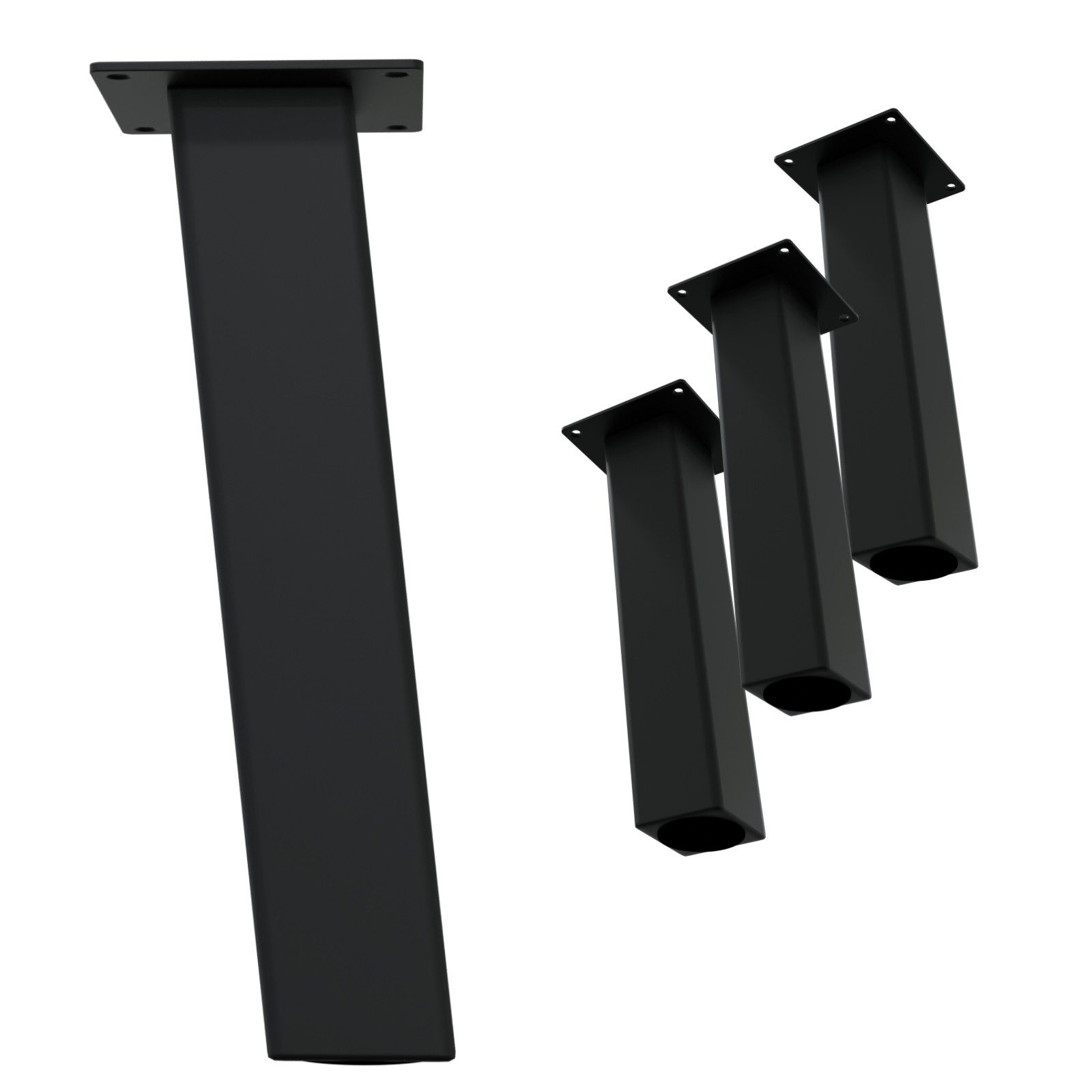 Tischbein Set 4 Stück Möbelfuß schräg 96° Stahl schwarz 8x8cm 42cm Couchtischban