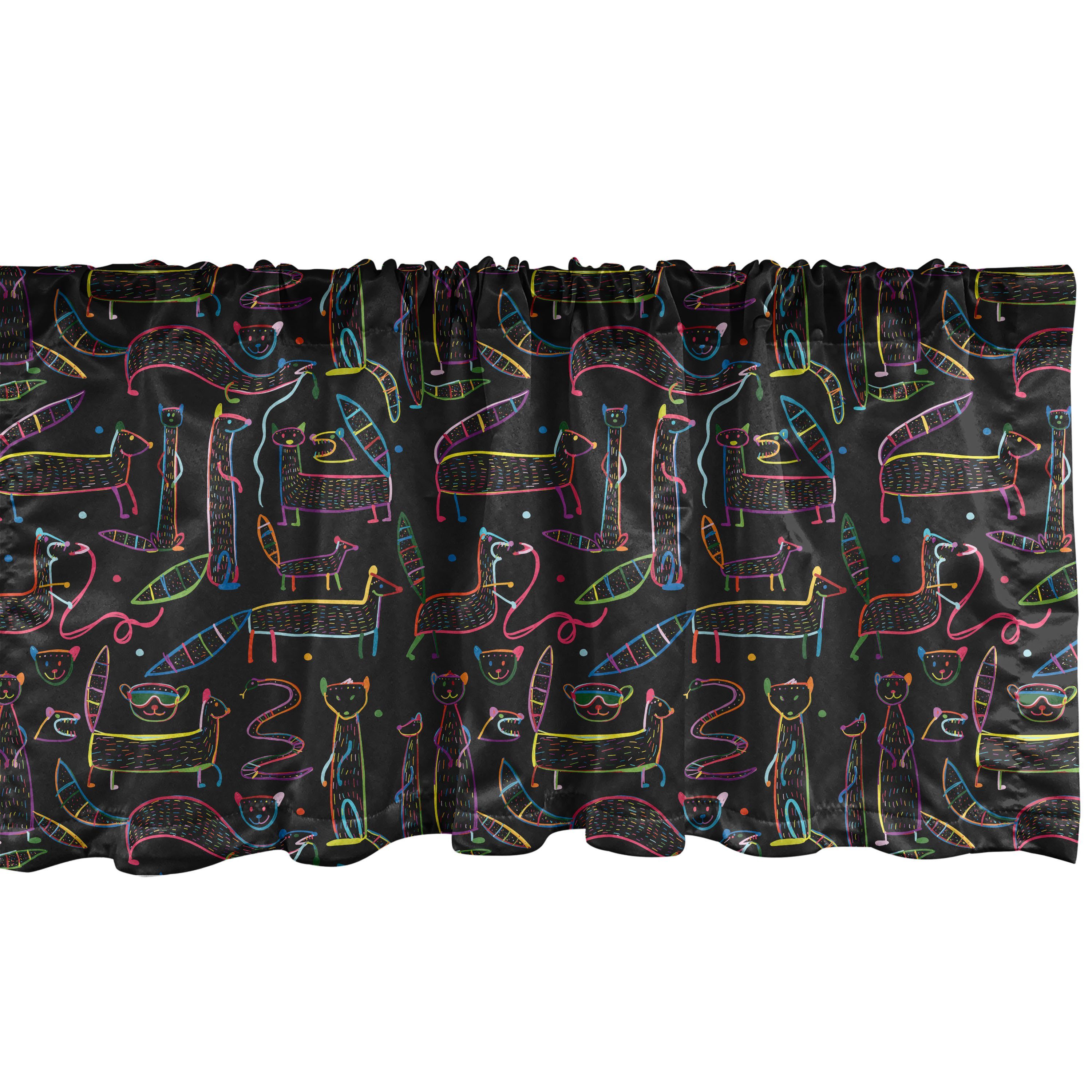Microfaser, Vorhang Volant Tier mit Dekor Schlafzimmer Jagd Abakuhaus, Scheibengardine Schlangen für Küche Stangentasche, Mongooses